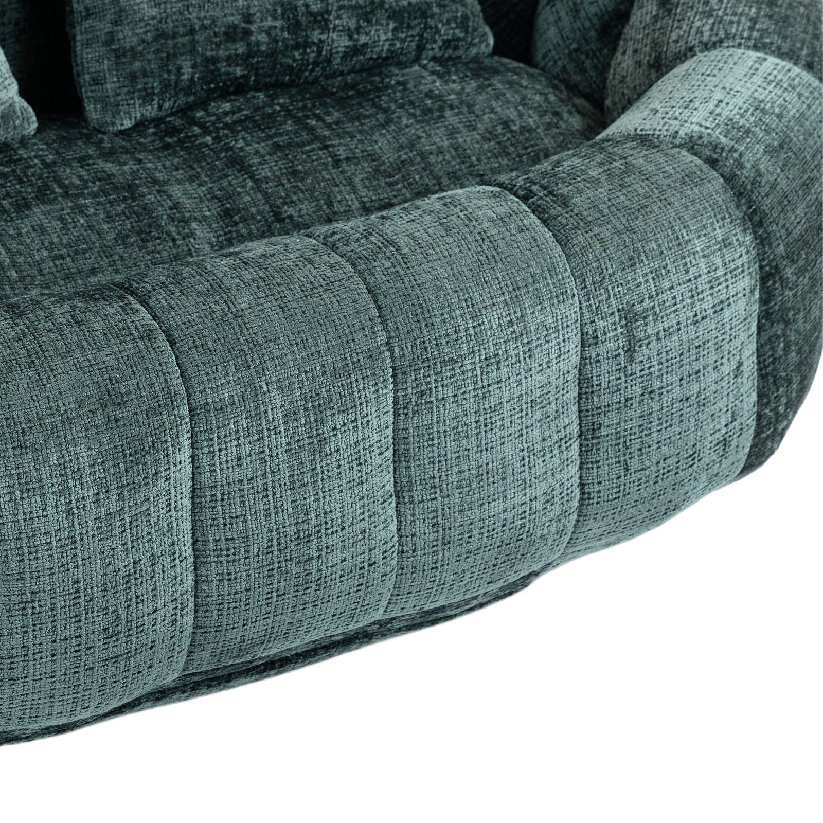 THE FURNITURE CO. Bean Bag Chair Comfortable High-Back Bean Bag Couch in Emerald Chenille