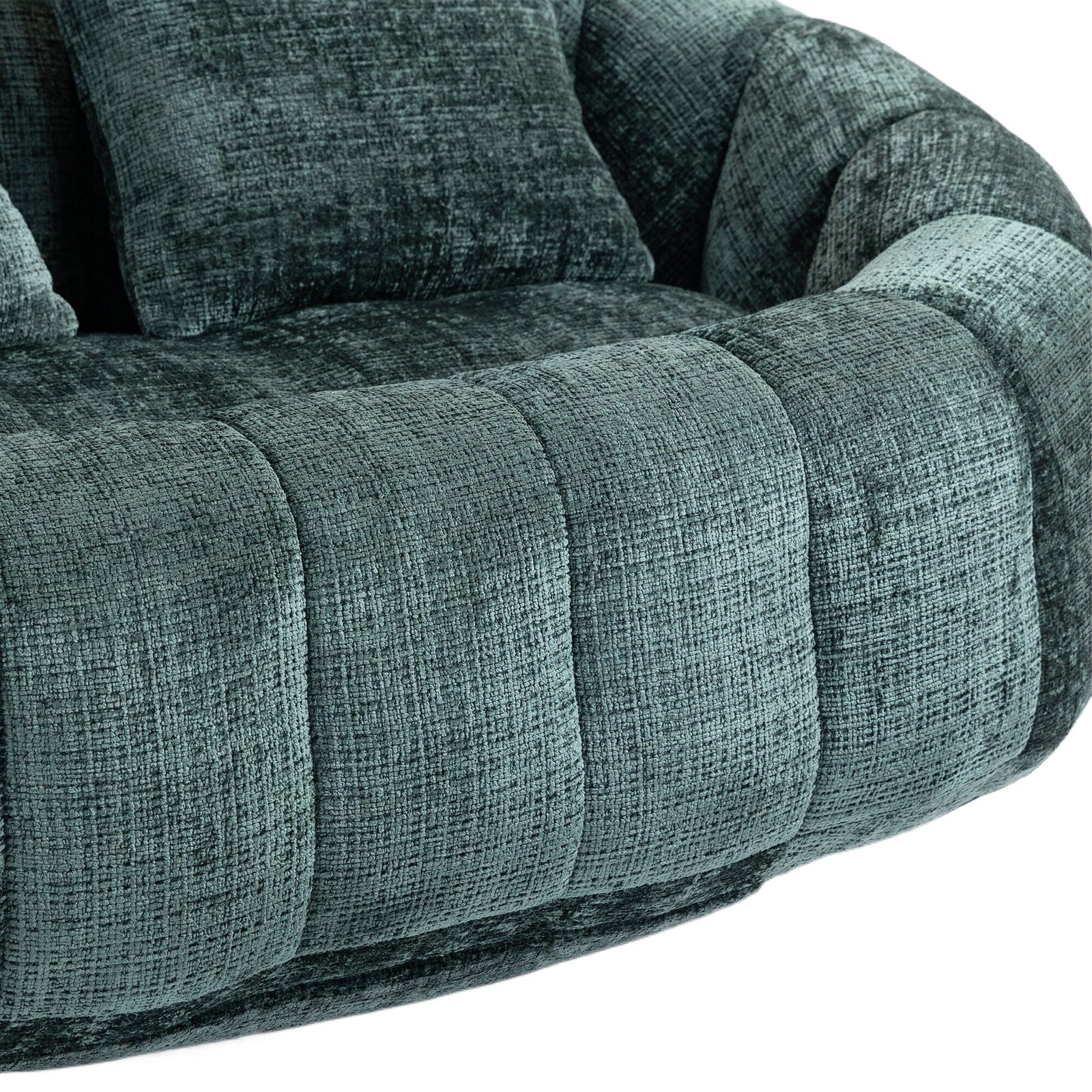 THE FURNITURE CO. Bean Bag Chair Comfortable High-Back Bean Bag Couch in Emerald Chenille