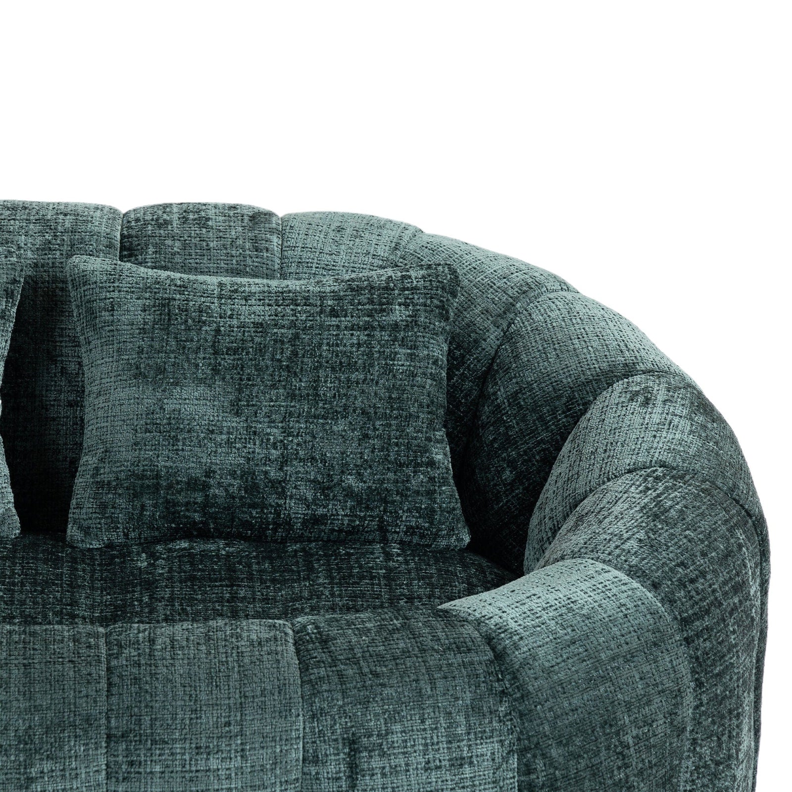 THE FURNITURE CO. Bean Bag Chair Comfortable High-Back Bean Bag Couch in Emerald Chenille