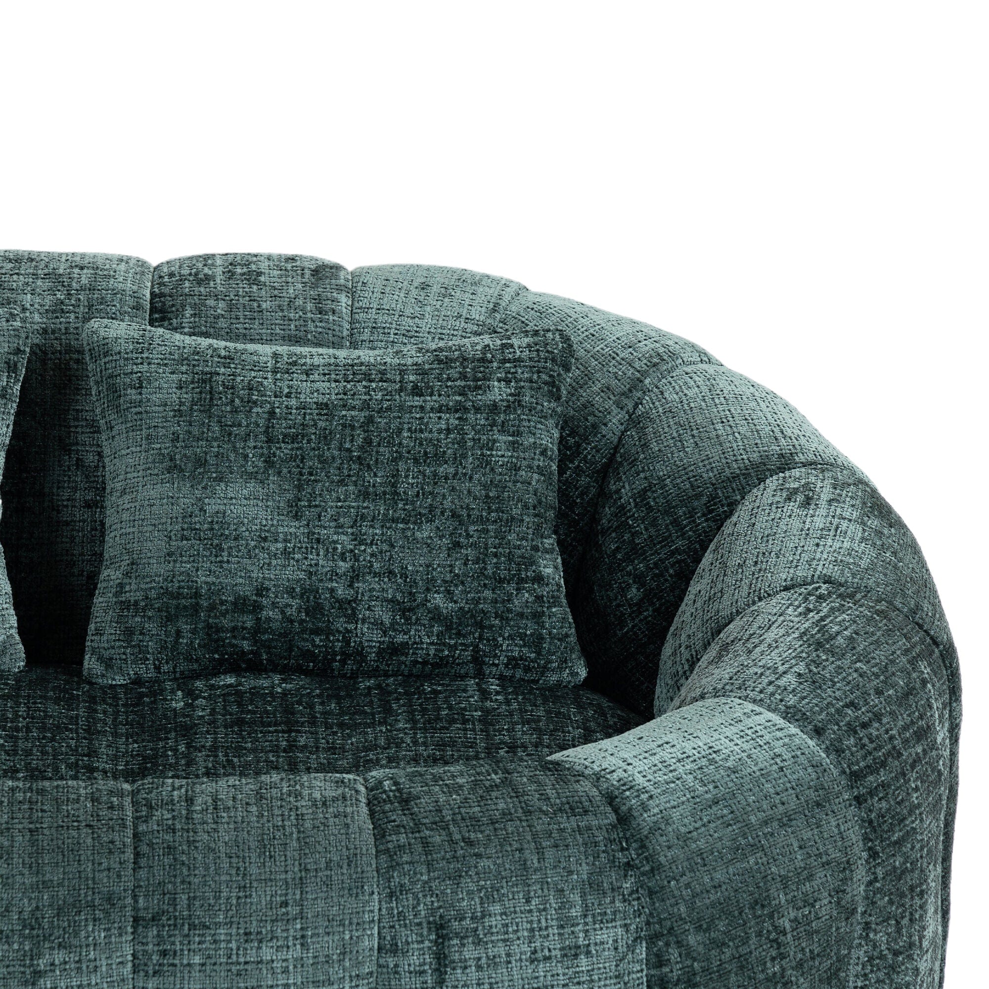 THE FURNITURE CO. Bean Bag Chair Comfortable High-Back Bean Bag Couch in Emerald Chenille