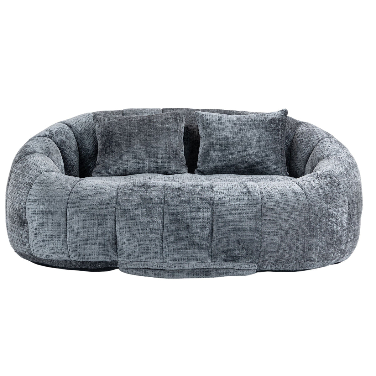 THE FURNITURE CO. Bean Bag Chair Comfortable High-Back Bean Bag Couch in Gray Chenille