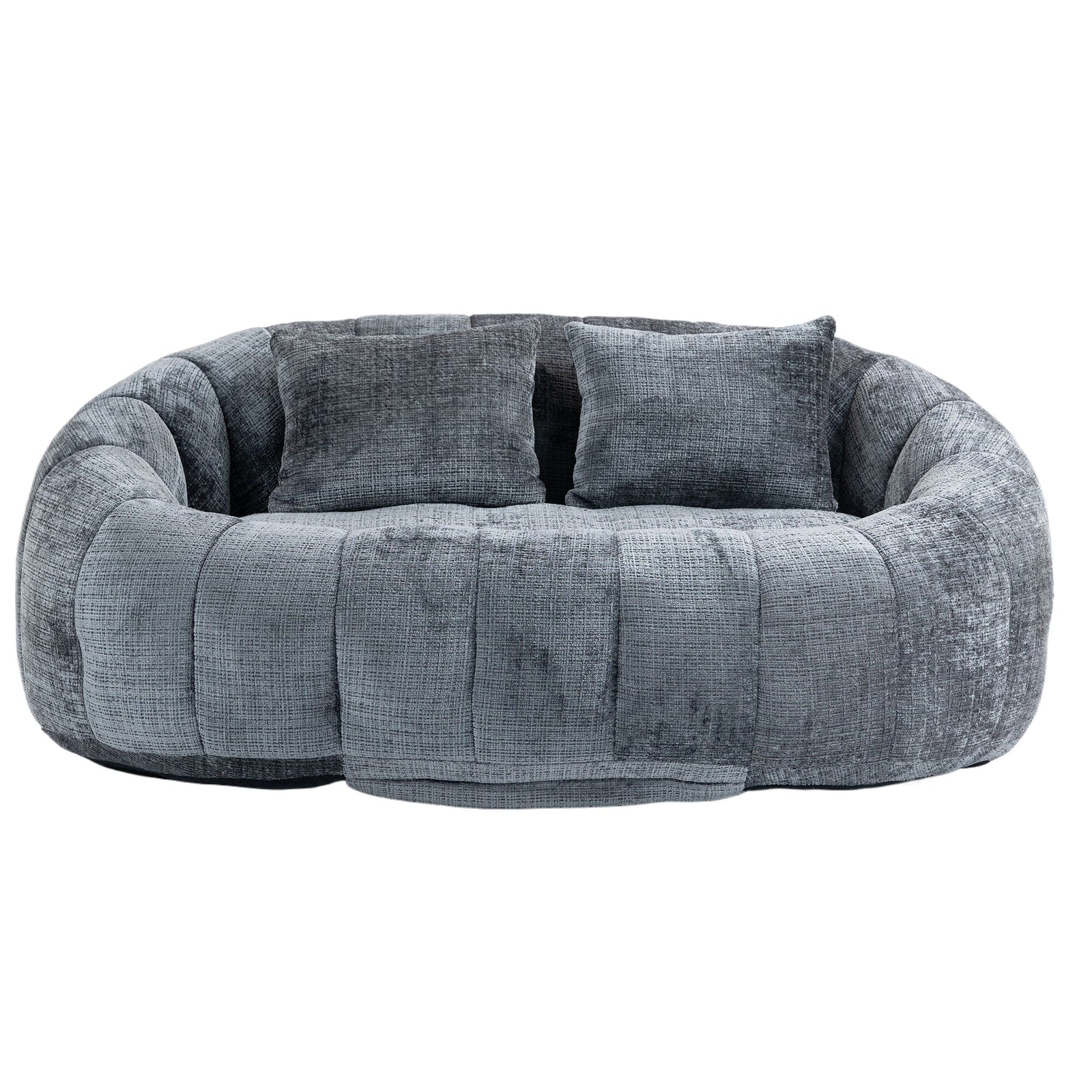 THE FURNITURE CO. Bean Bag Chair Comfortable High-Back Bean Bag Couch in Gray Chenille