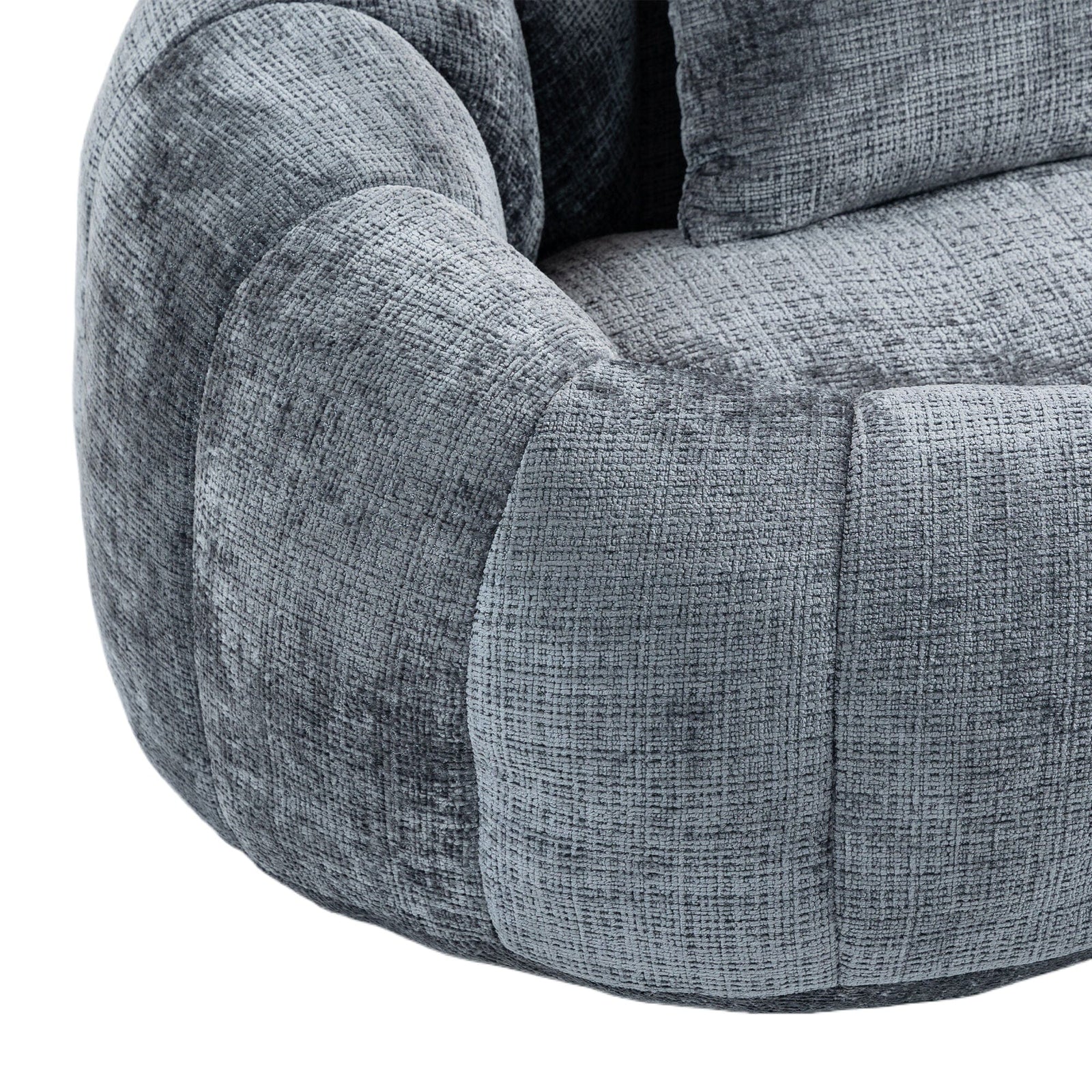 THE FURNITURE CO. Bean Bag Chair Comfortable High-Back Bean Bag Couch in Gray Chenille