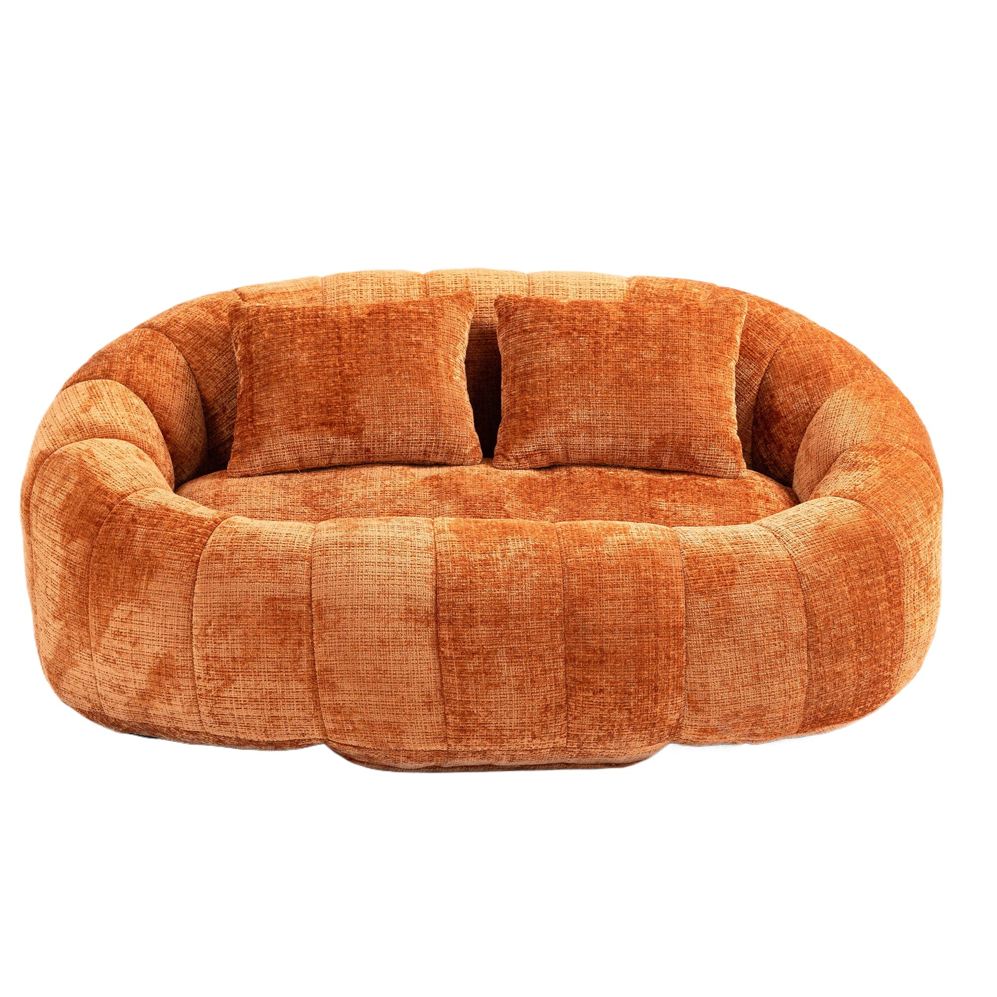 THE FURNITURE CO. Bean Bag Chair Comfortable High-Back Bean Bag Couch in Orange Chenille
