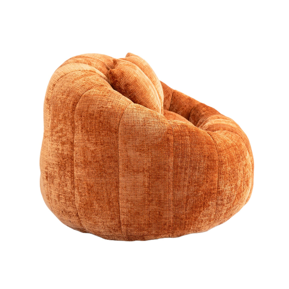 THE FURNITURE CO. Bean Bag Chair Comfortable High-Back Bean Bag Couch in Orange Chenille