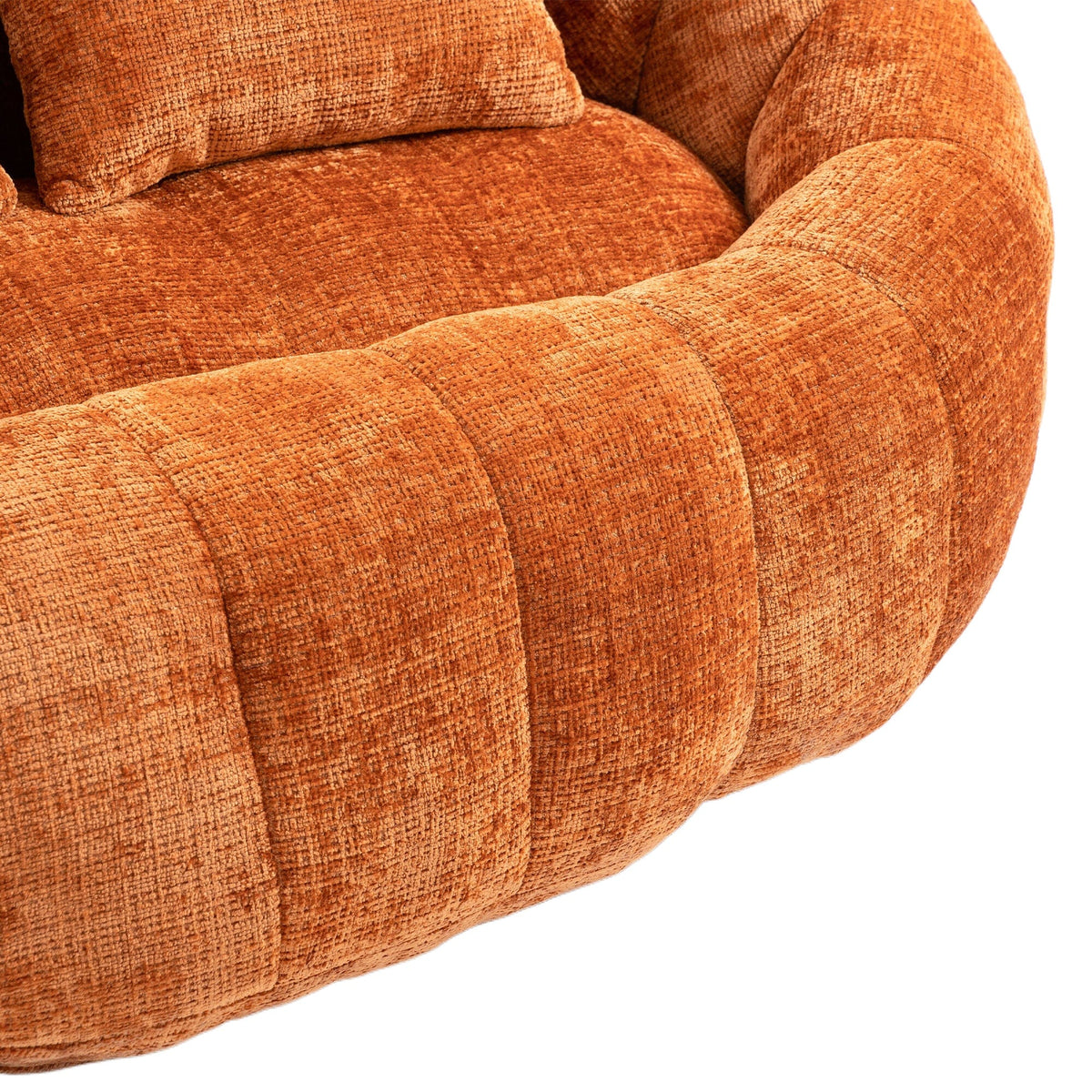 THE FURNITURE CO. Bean Bag Chair Comfortable High-Back Bean Bag Couch in Orange Chenille