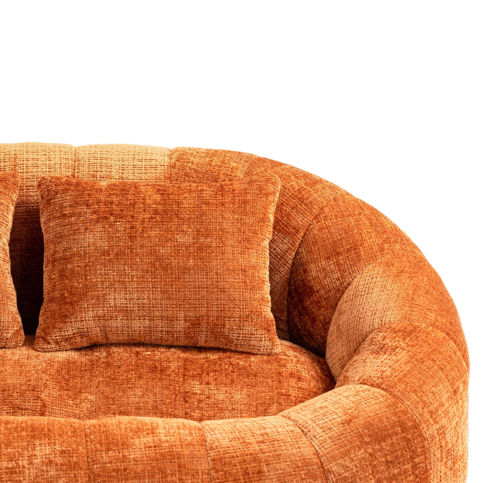 THE FURNITURE CO. Bean Bag Chair Comfortable High-Back Bean Bag Couch in Orange Chenille