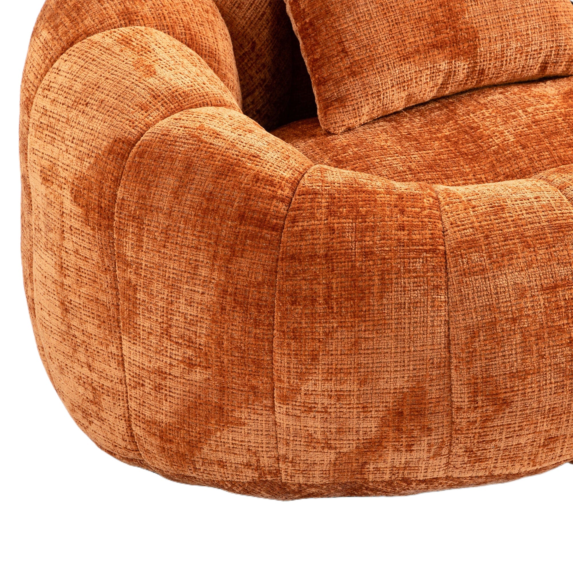THE FURNITURE CO. Bean Bag Chair Comfortable High-Back Bean Bag Couch in Orange Chenille