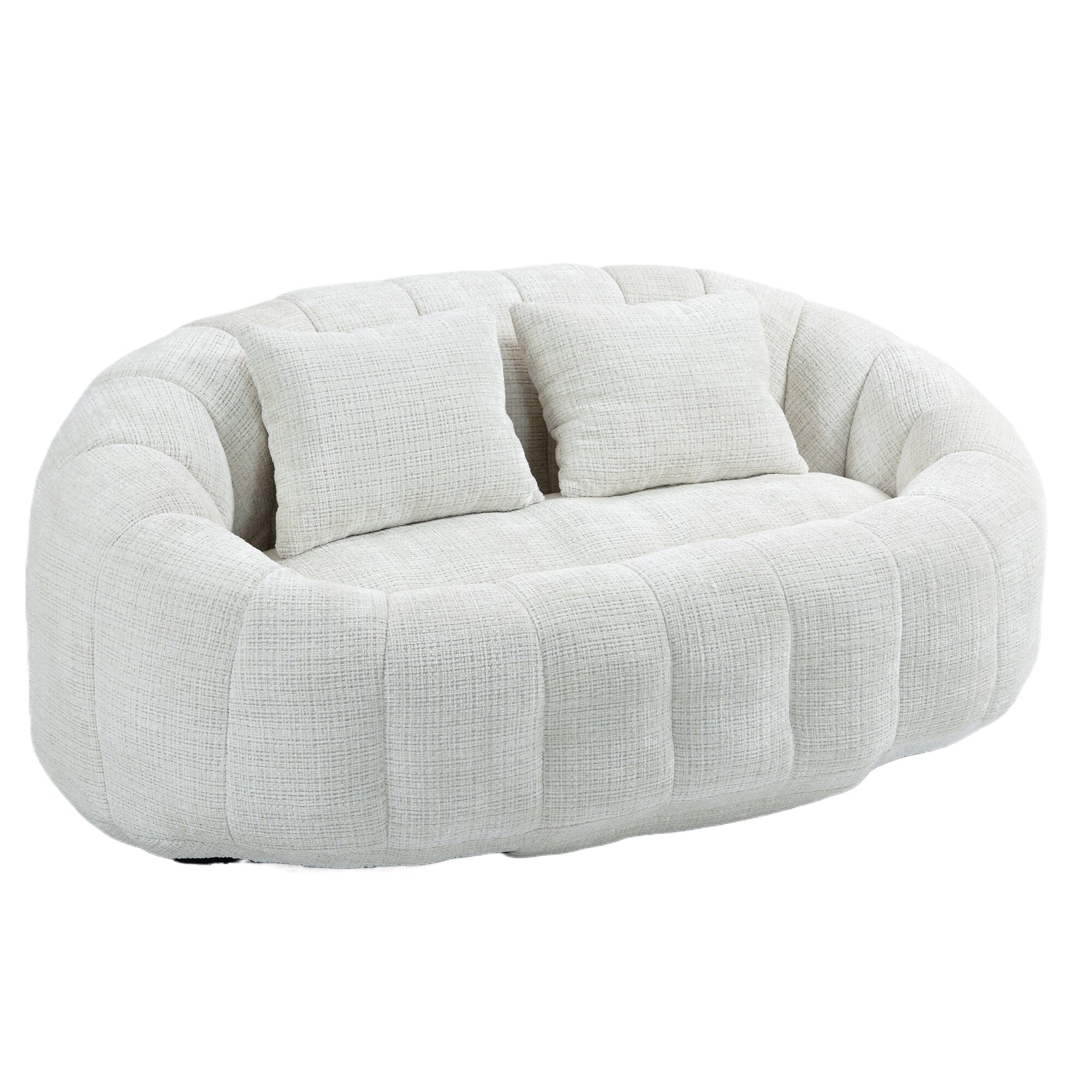 THE FURNITURE CO. Bean Bag Chair Default Comfortable High-Back Bean Bag Couch in Beige Chenille