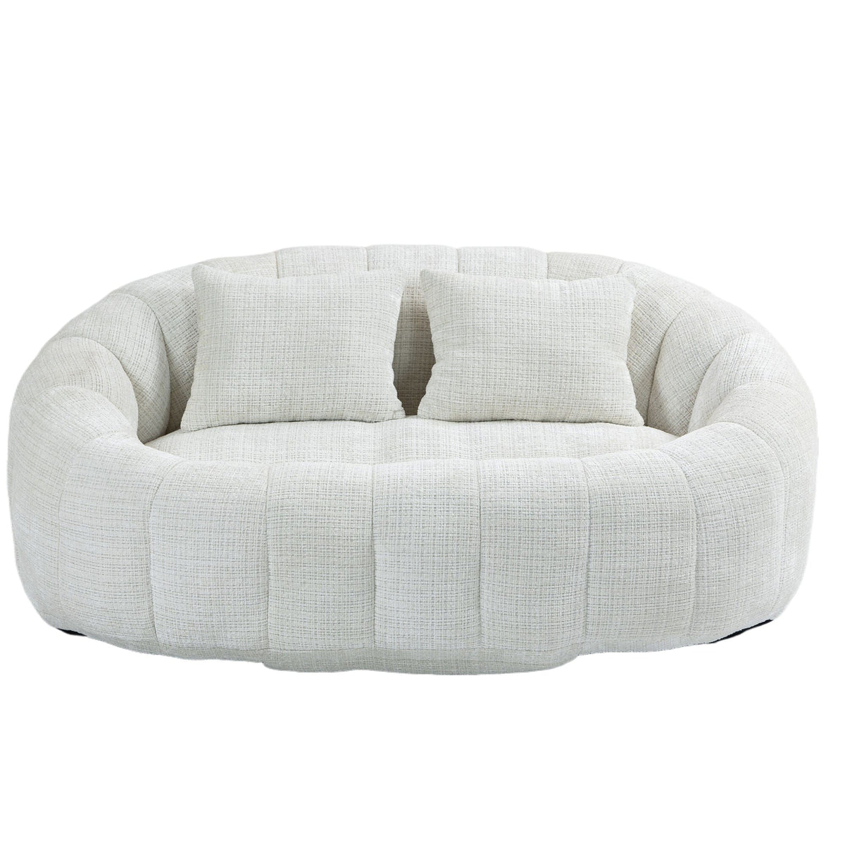 THE FURNITURE CO. Bean Bag Chair Default Comfortable High-Back Bean Bag Couch in Beige Chenille