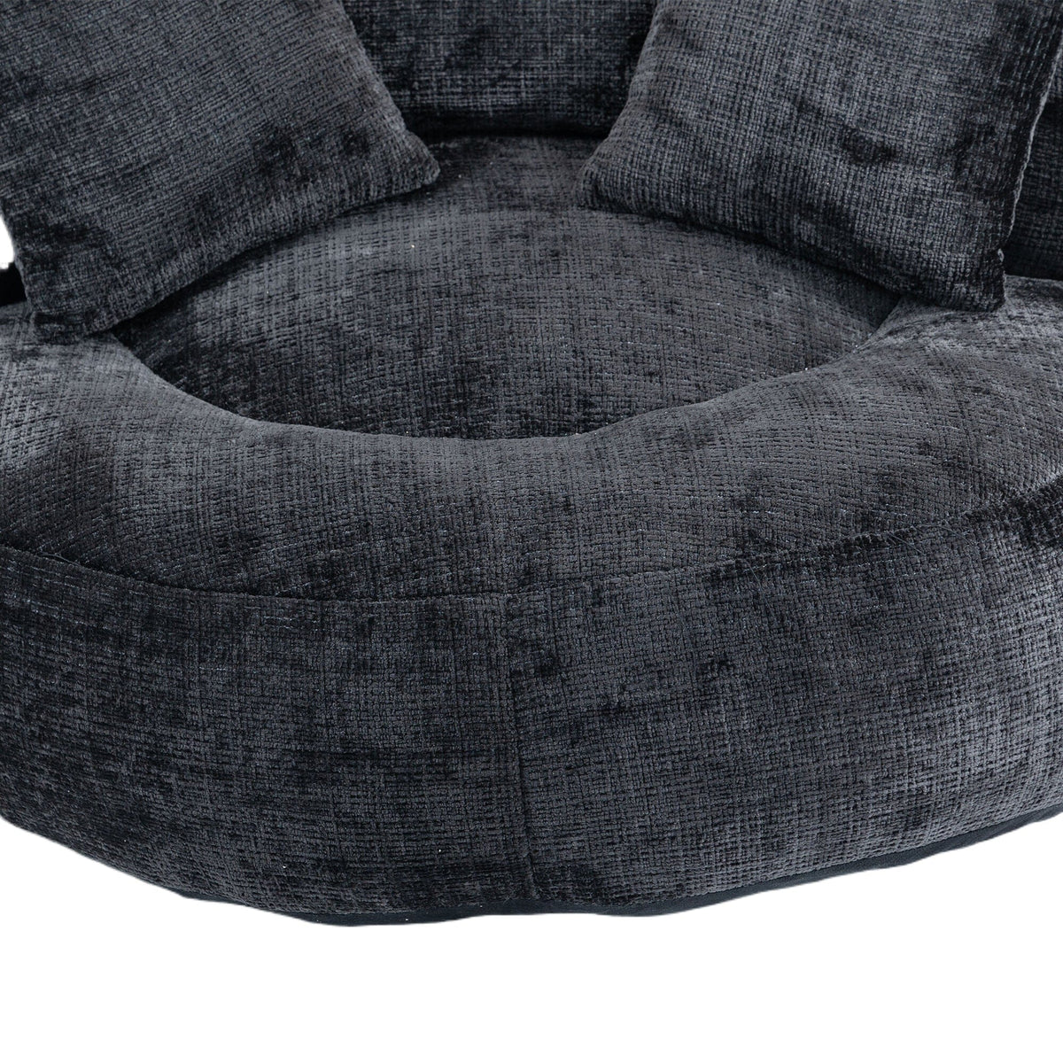 THE FURNITURE CO. Bean Bag Chair Default Comfortable Lazy Lounger Bean Bag Couch in Black Chenille