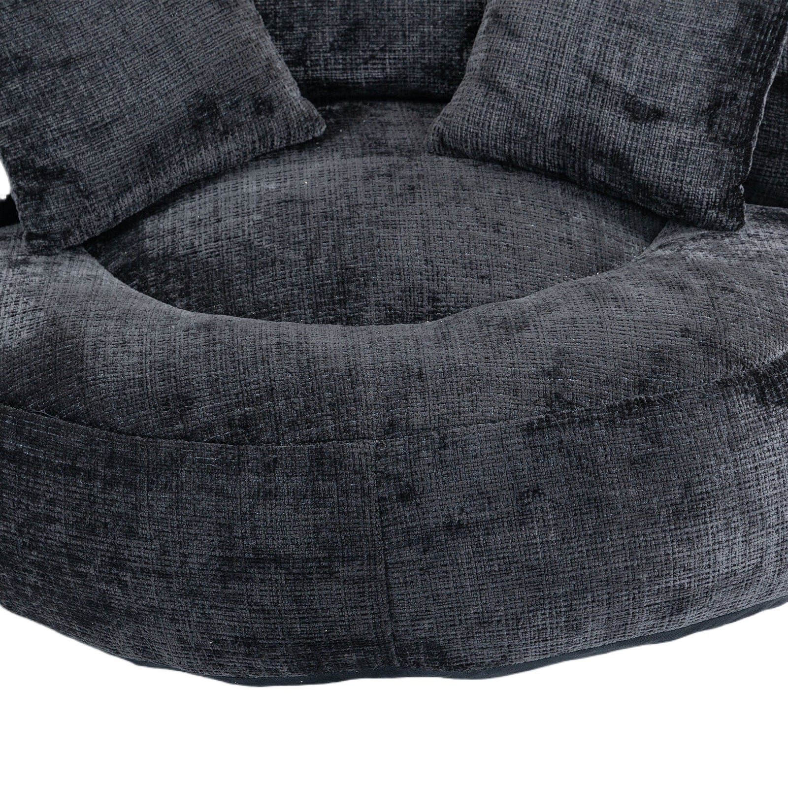 THE FURNITURE CO. Bean Bag Chair Default Comfortable Lazy Lounger Bean Bag Couch in Black Chenille