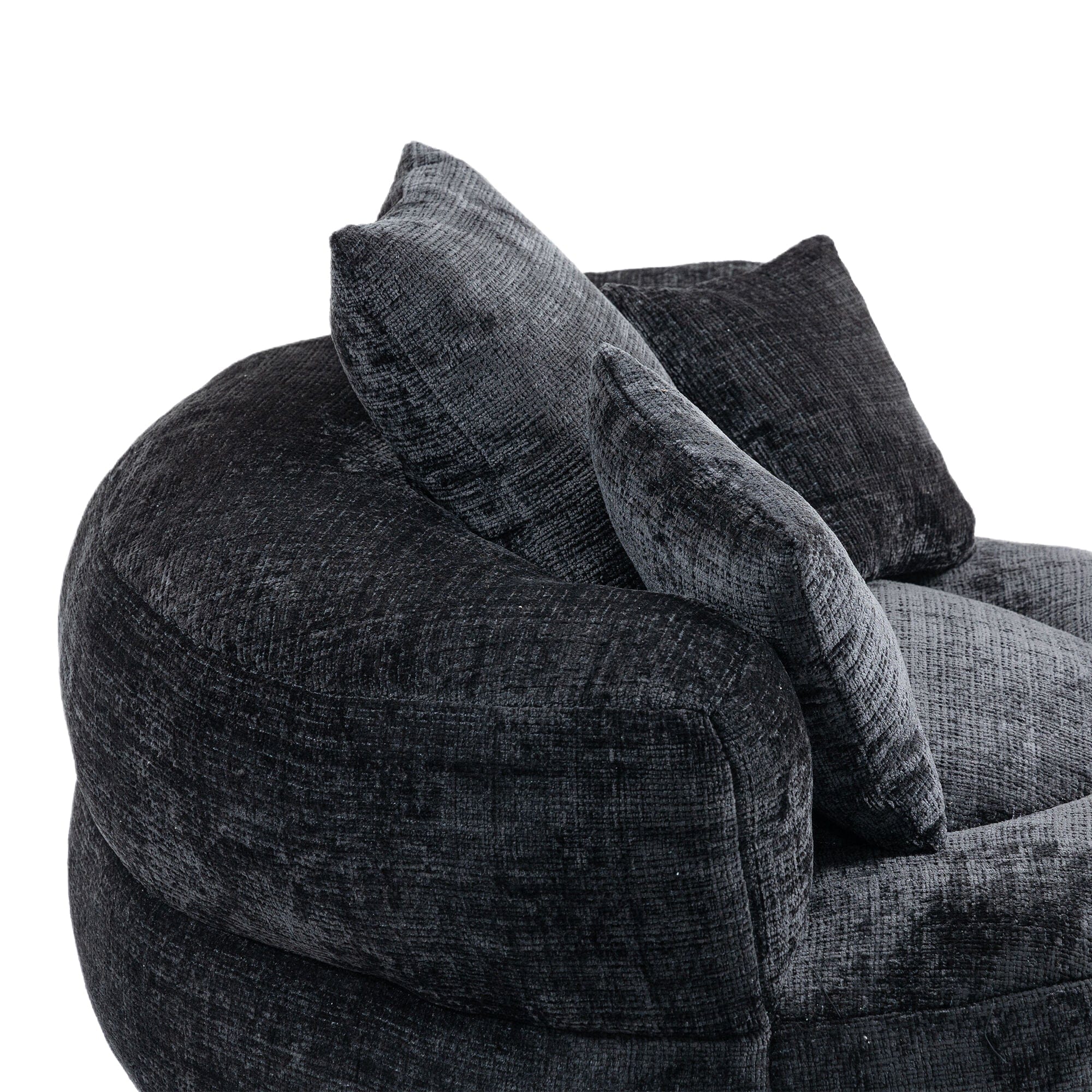 THE FURNITURE CO. Bean Bag Chair Default Comfortable Lazy Lounger Bean Bag Couch in Black Chenille