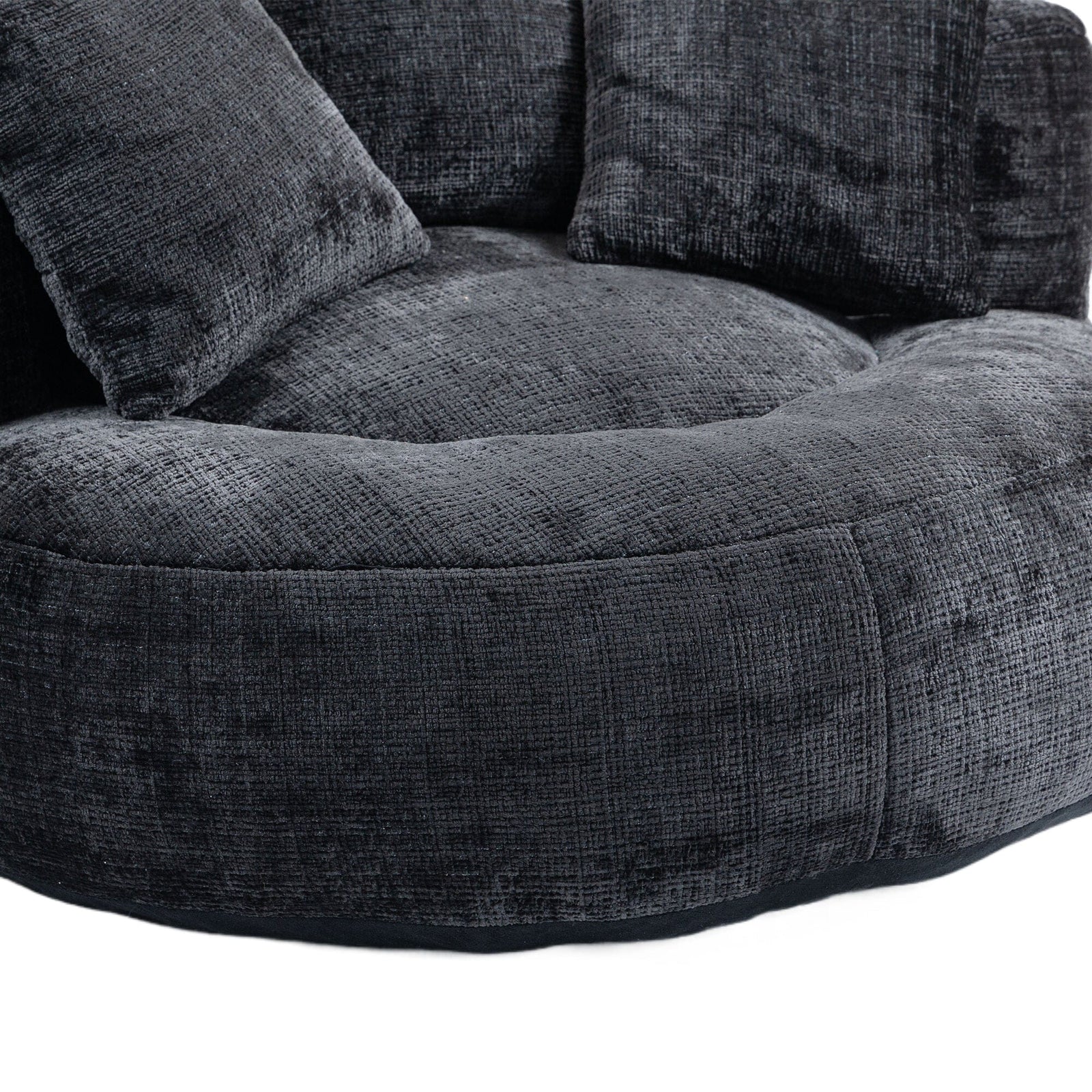 THE FURNITURE CO. Bean Bag Chair Default Comfortable Lazy Lounger Bean Bag Couch in Black Chenille