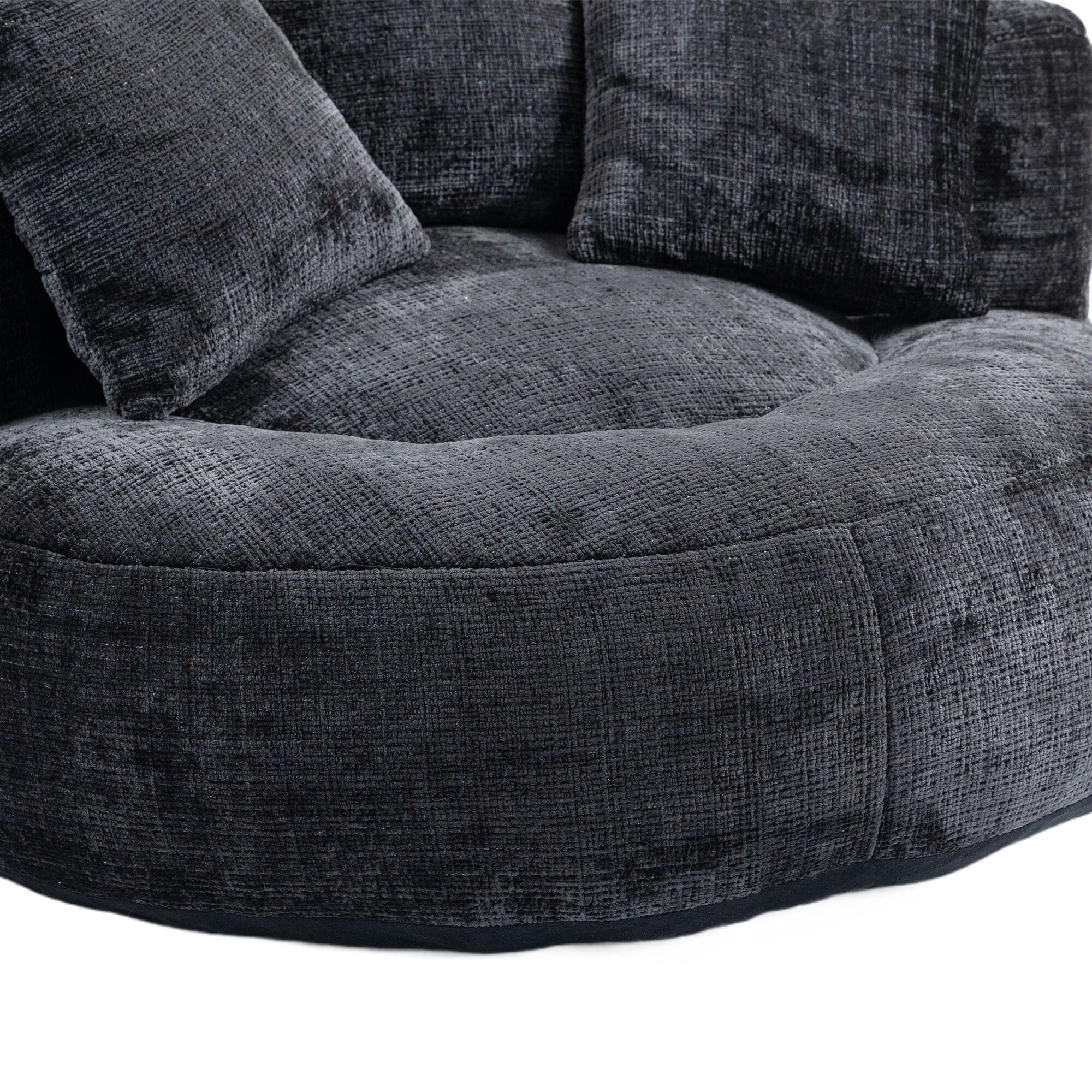 THE FURNITURE CO. Bean Bag Chair Default Comfortable Lazy Lounger Bean Bag Couch in Black Chenille