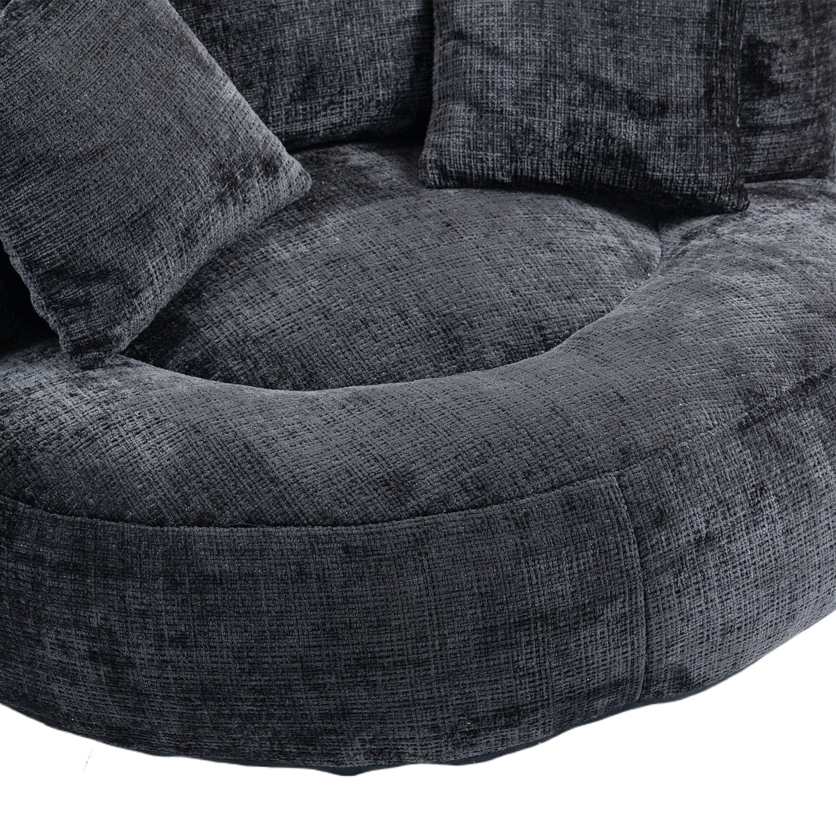THE FURNITURE CO. Bean Bag Chair Default Comfortable Lazy Lounger Bean Bag Couch in Black Chenille