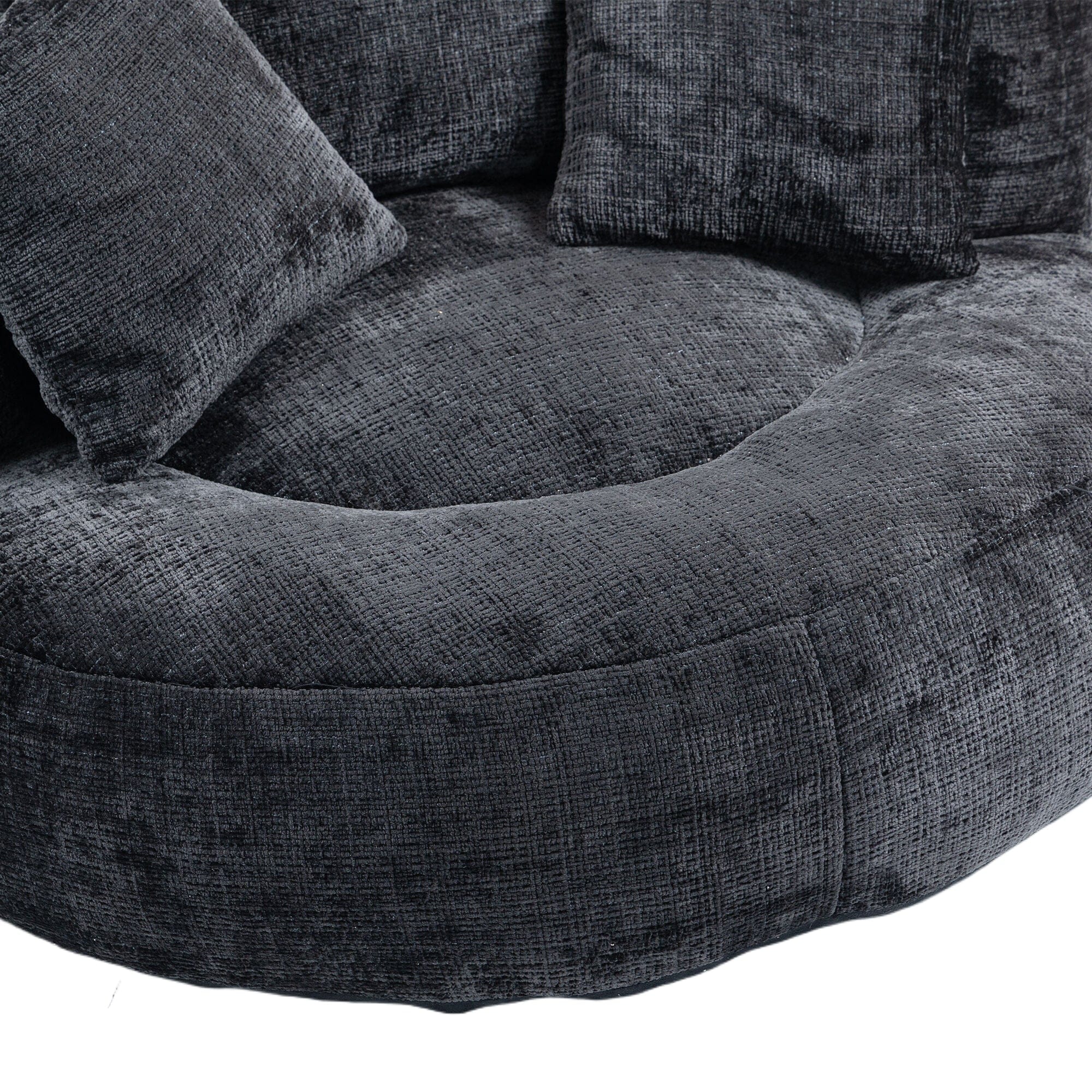 THE FURNITURE CO. Bean Bag Chair Default Comfortable Lazy Lounger Bean Bag Couch in Black Chenille