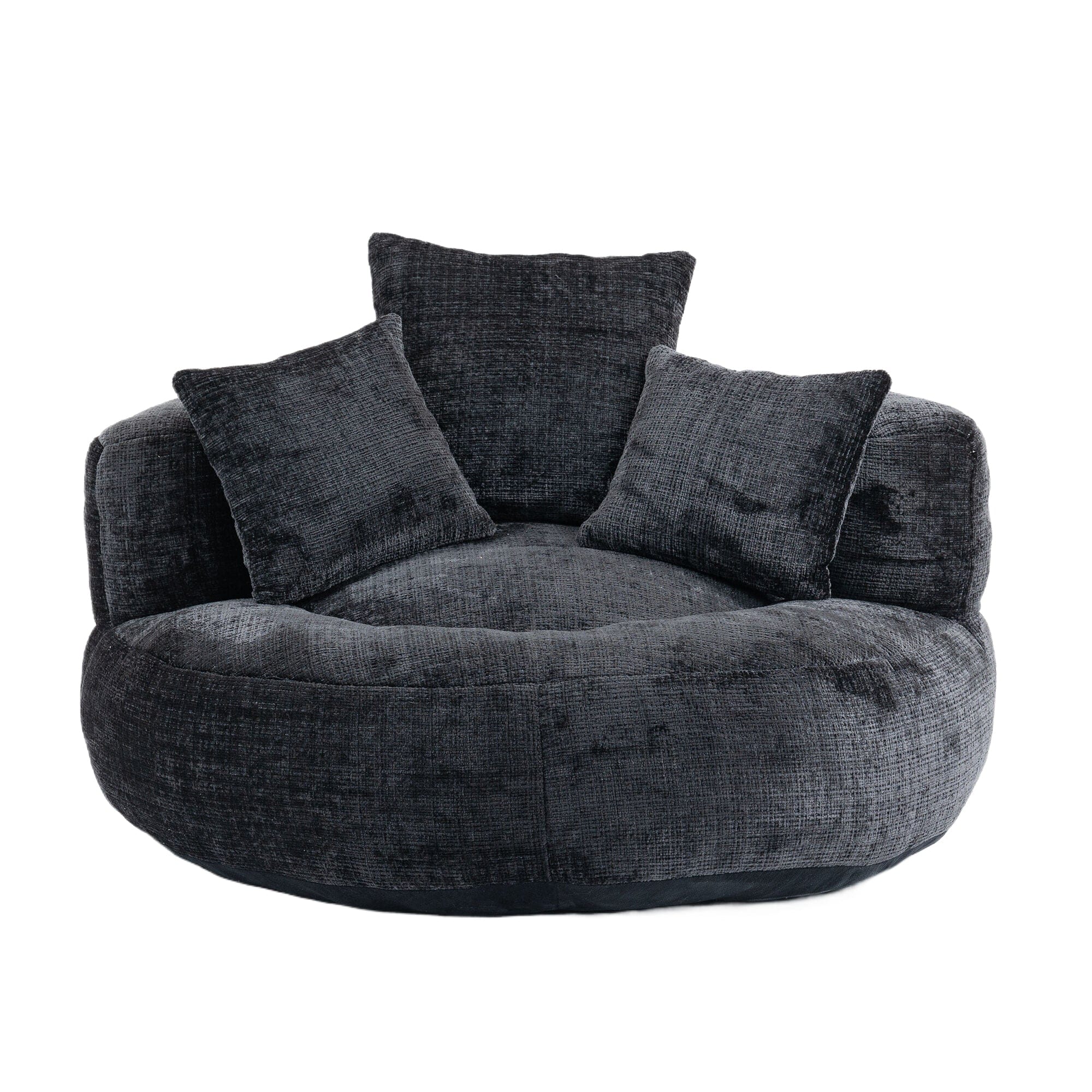 THE FURNITURE CO. Bean Bag Chair Default Comfortable Lazy Lounger Bean Bag Couch in Black Chenille