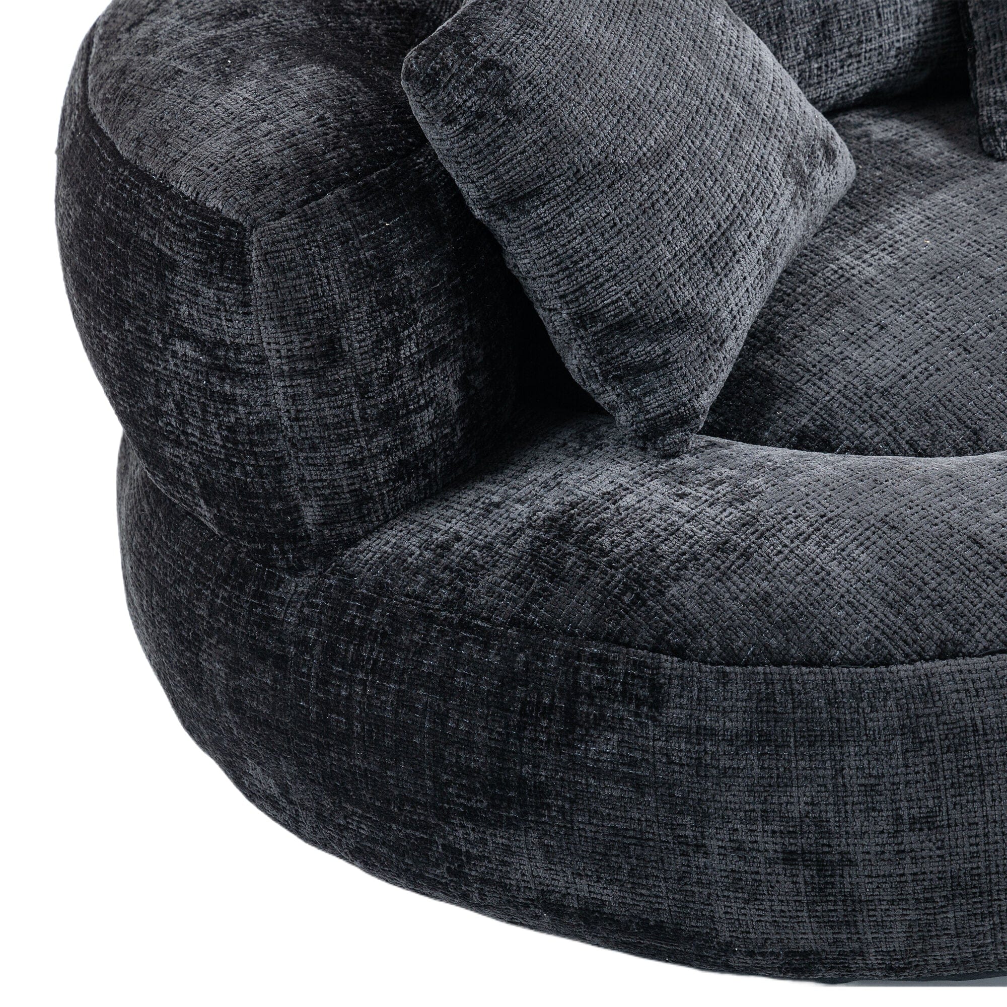 THE FURNITURE CO. Bean Bag Chair Default Comfortable Lazy Lounger Bean Bag Couch in Black Chenille