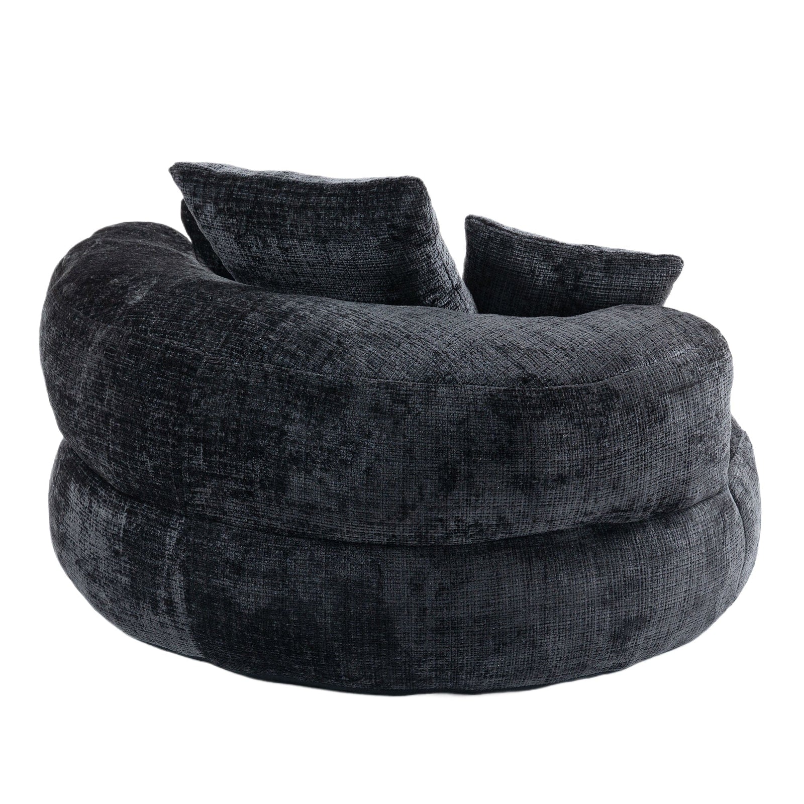 THE FURNITURE CO. Bean Bag Chair Default Comfortable Lazy Lounger Bean Bag Couch in Black Chenille