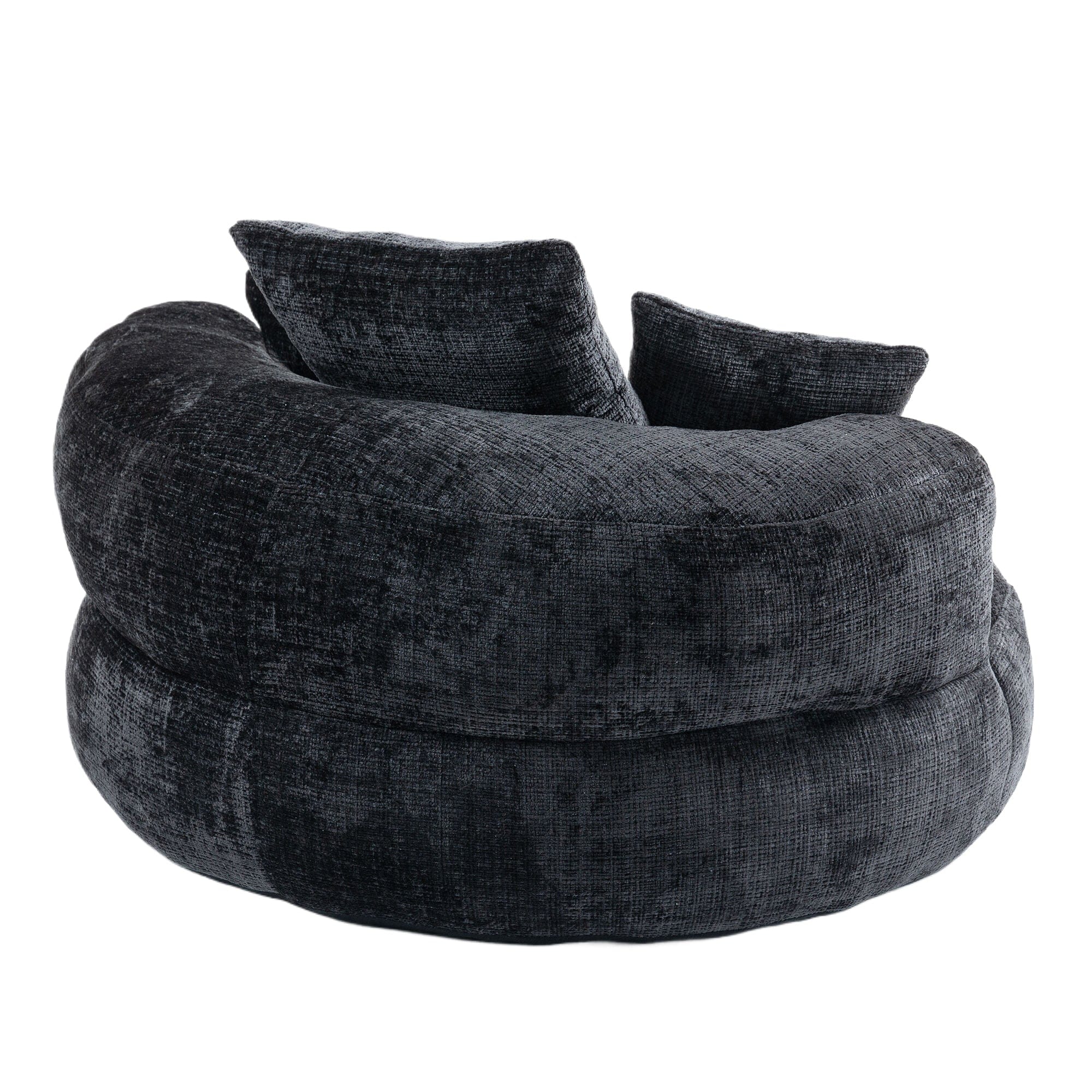 THE FURNITURE CO. Bean Bag Chair Default Comfortable Lazy Lounger Bean Bag Couch in Black Chenille