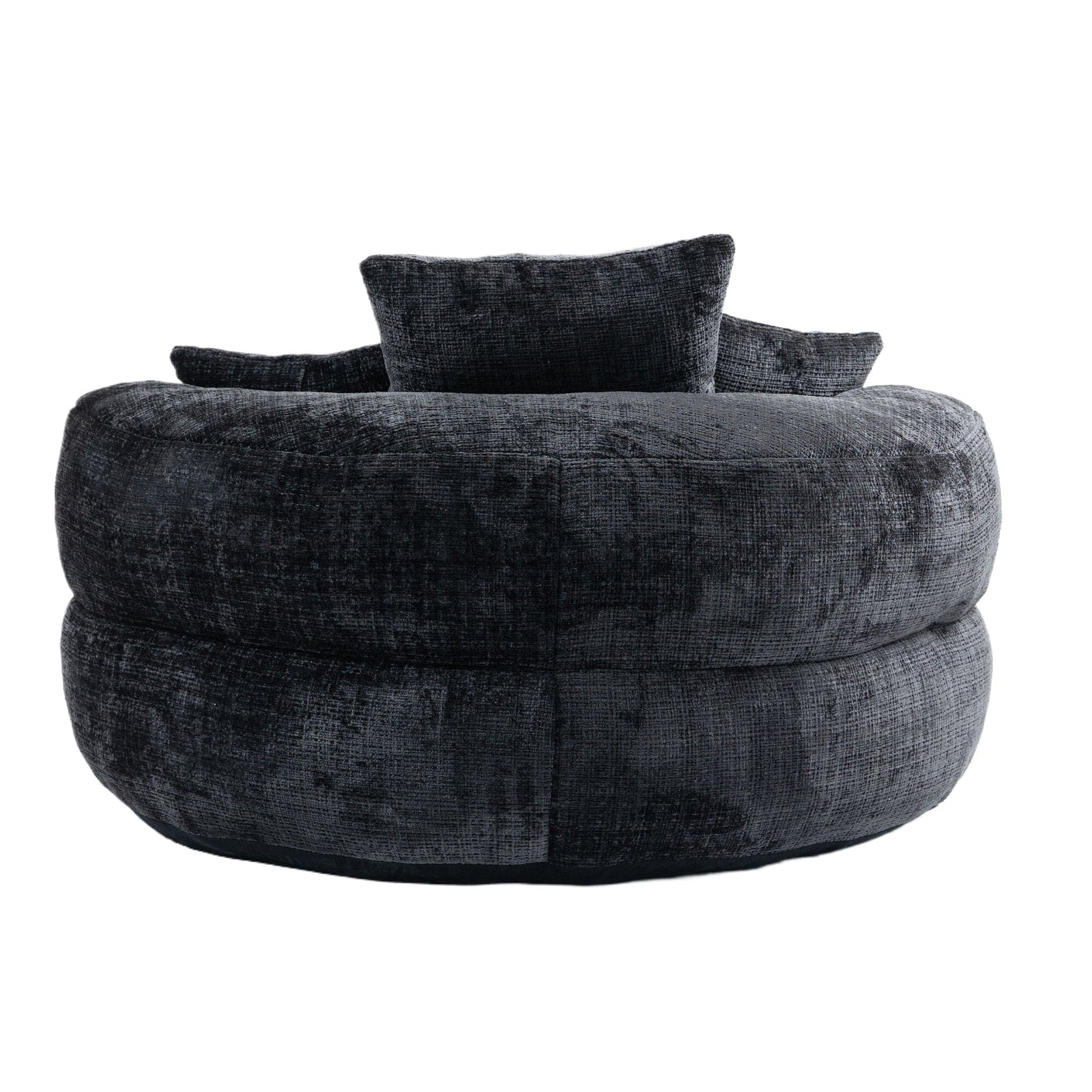 THE FURNITURE CO. Bean Bag Chair Default Comfortable Lazy Lounger Bean Bag Couch in Black Chenille