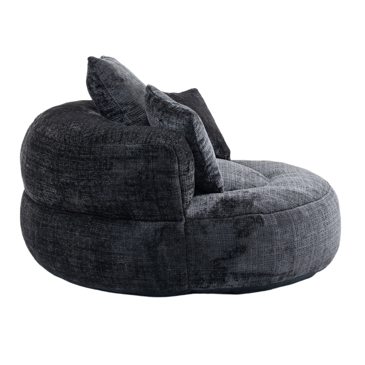 THE FURNITURE CO. Bean Bag Chair Default Comfortable Lazy Lounger Bean Bag Couch in Black Chenille
