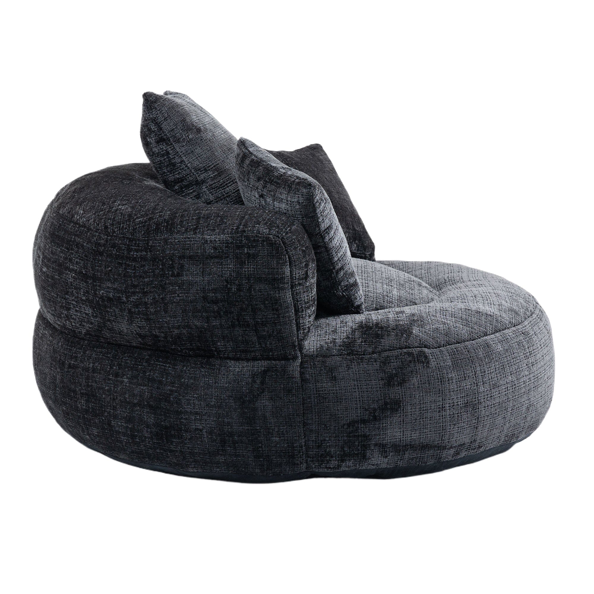 THE FURNITURE CO. Bean Bag Chair Default Comfortable Lazy Lounger Bean Bag Couch in Black Chenille