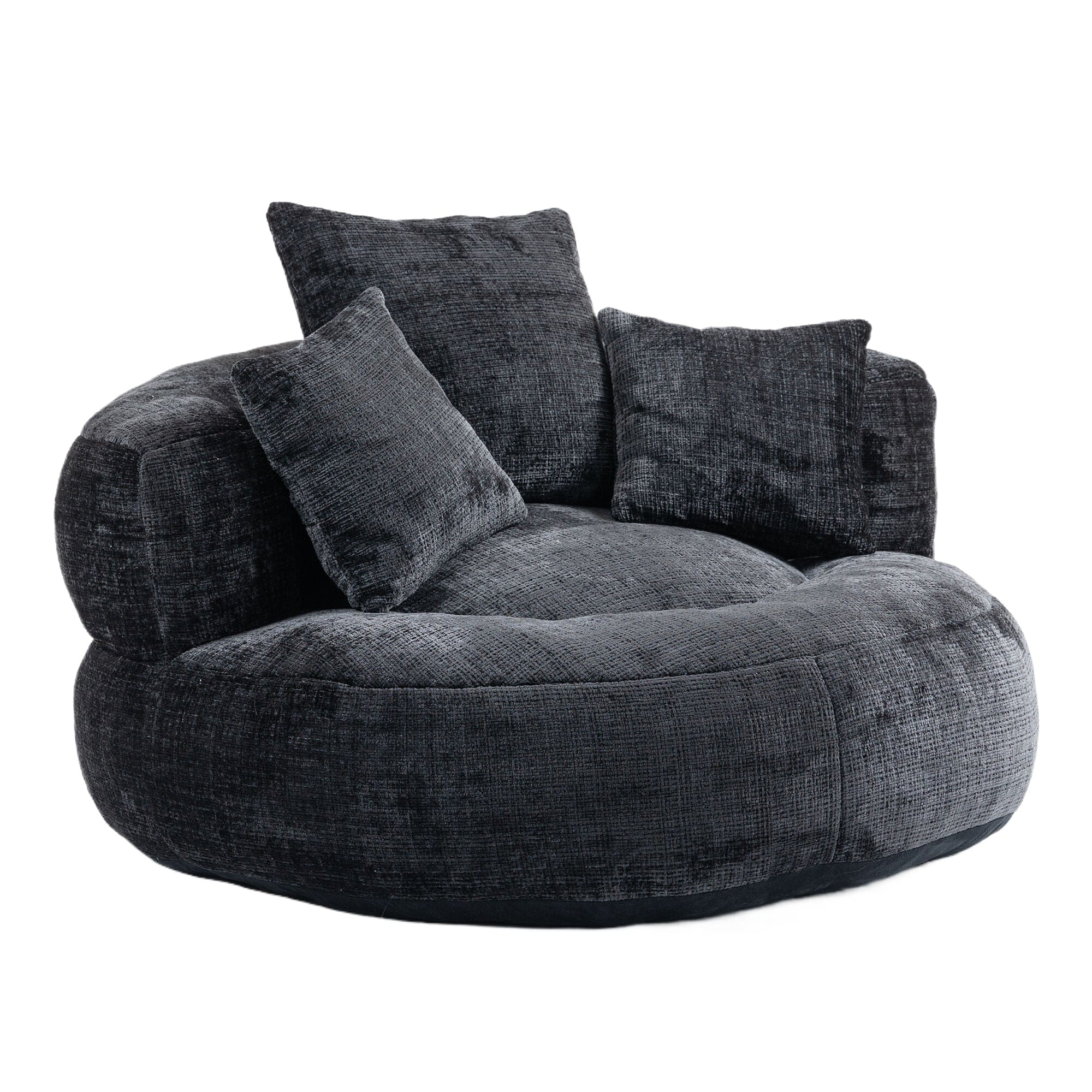 THE FURNITURE CO. Bean Bag Chair Default Comfortable Lazy Lounger Bean Bag Couch in Black Chenille