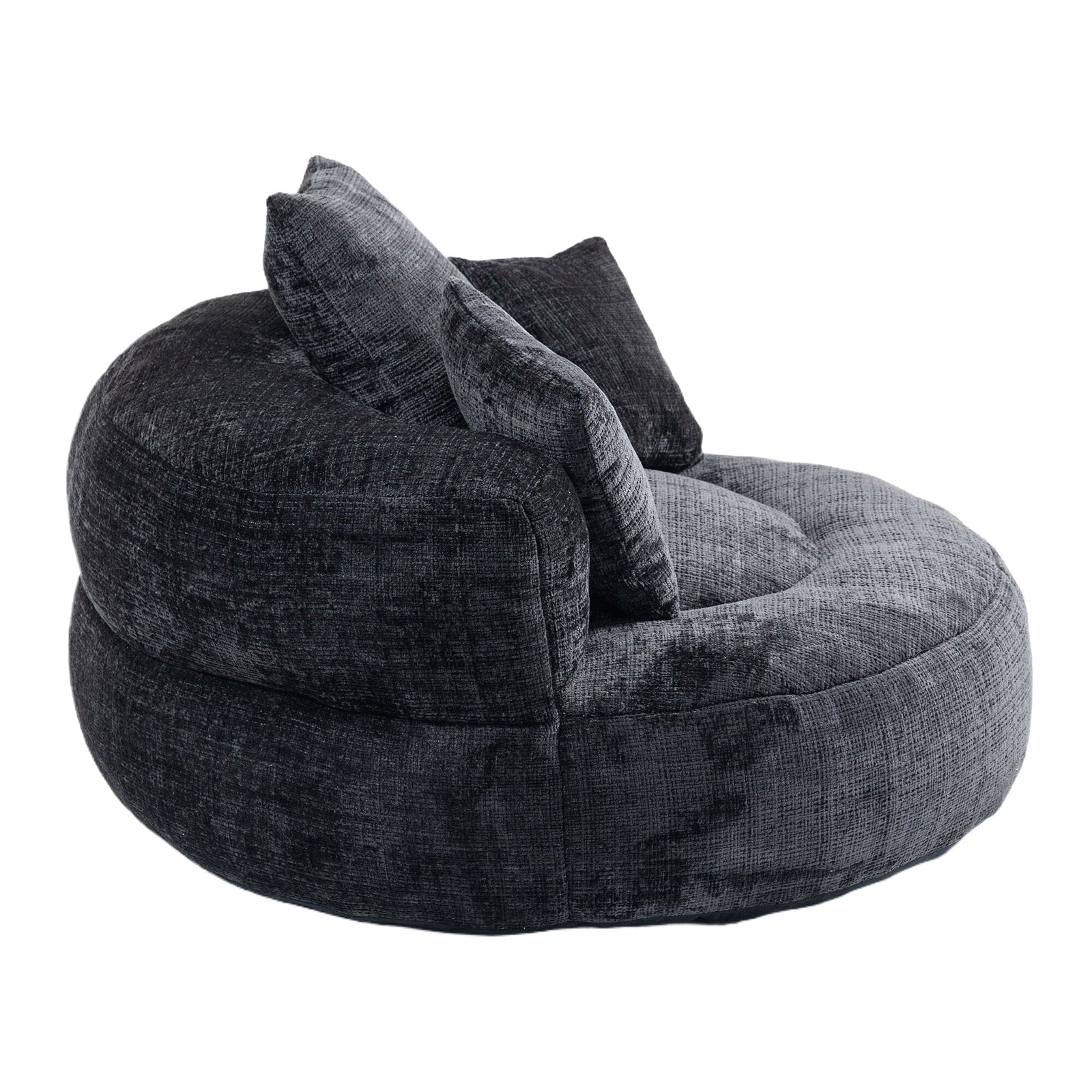 THE FURNITURE CO. Bean Bag Chair Default Comfortable Lazy Lounger Bean Bag Couch in Black Chenille