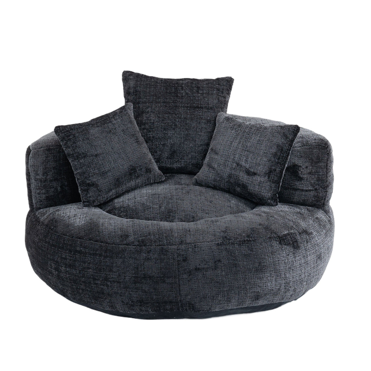 THE FURNITURE CO. Bean Bag Chair Default Comfortable Lazy Lounger Bean Bag Couch in Black Chenille