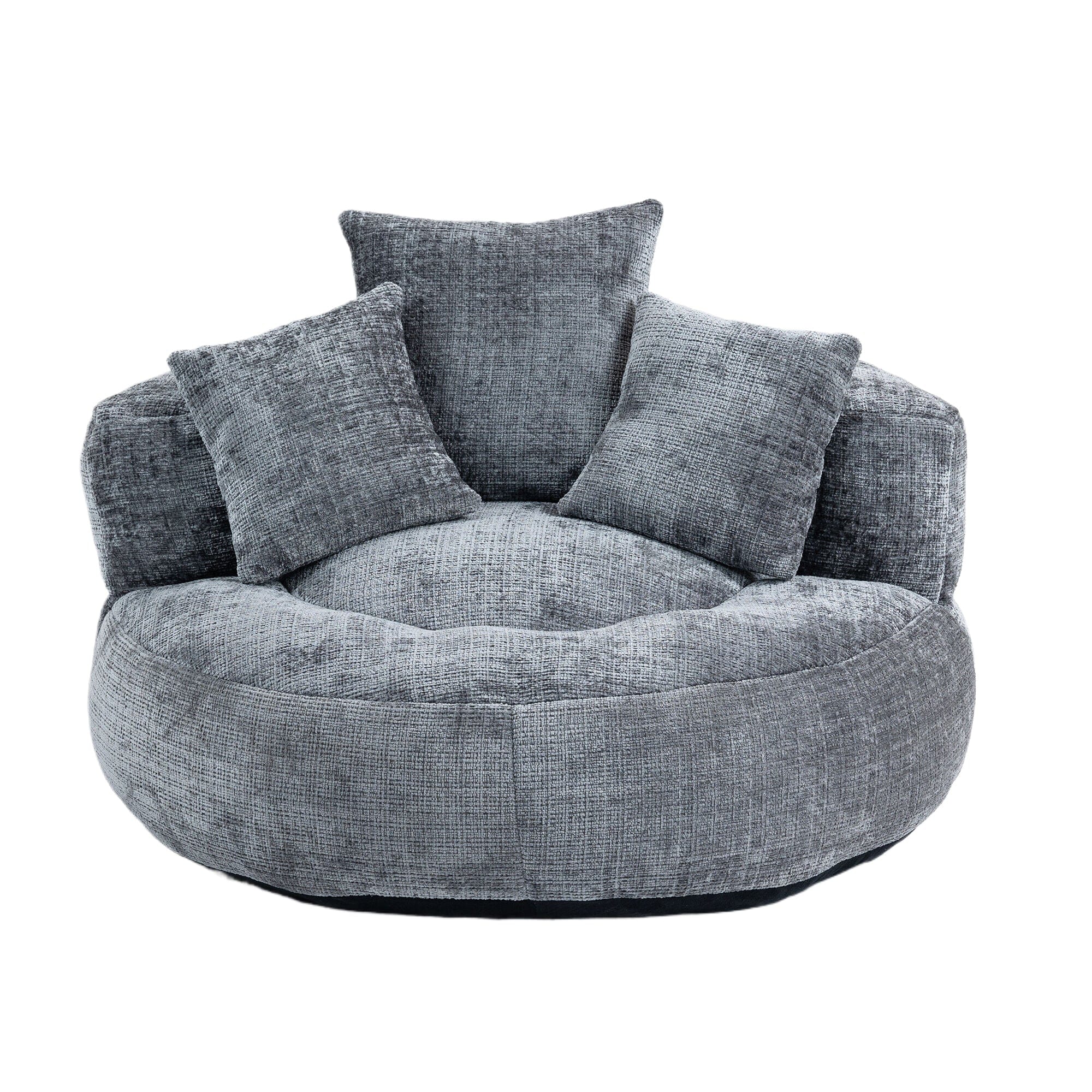 THE FURNITURE CO. Bean Bag Chair Default Comfortable Lazy Lounger Bean Bag Couch in Gray Chenille