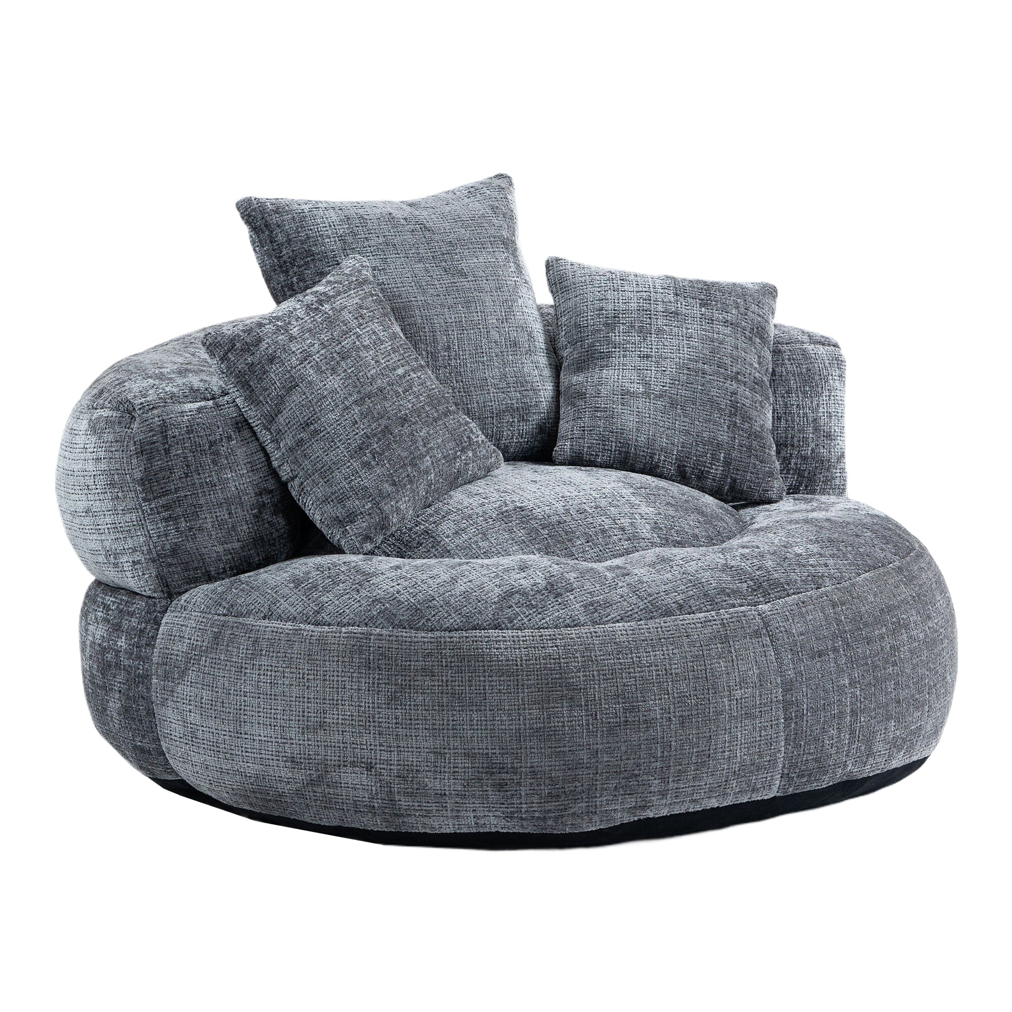 THE FURNITURE CO. Bean Bag Chair Default Comfortable Lazy Lounger Bean Bag Couch in Gray Chenille