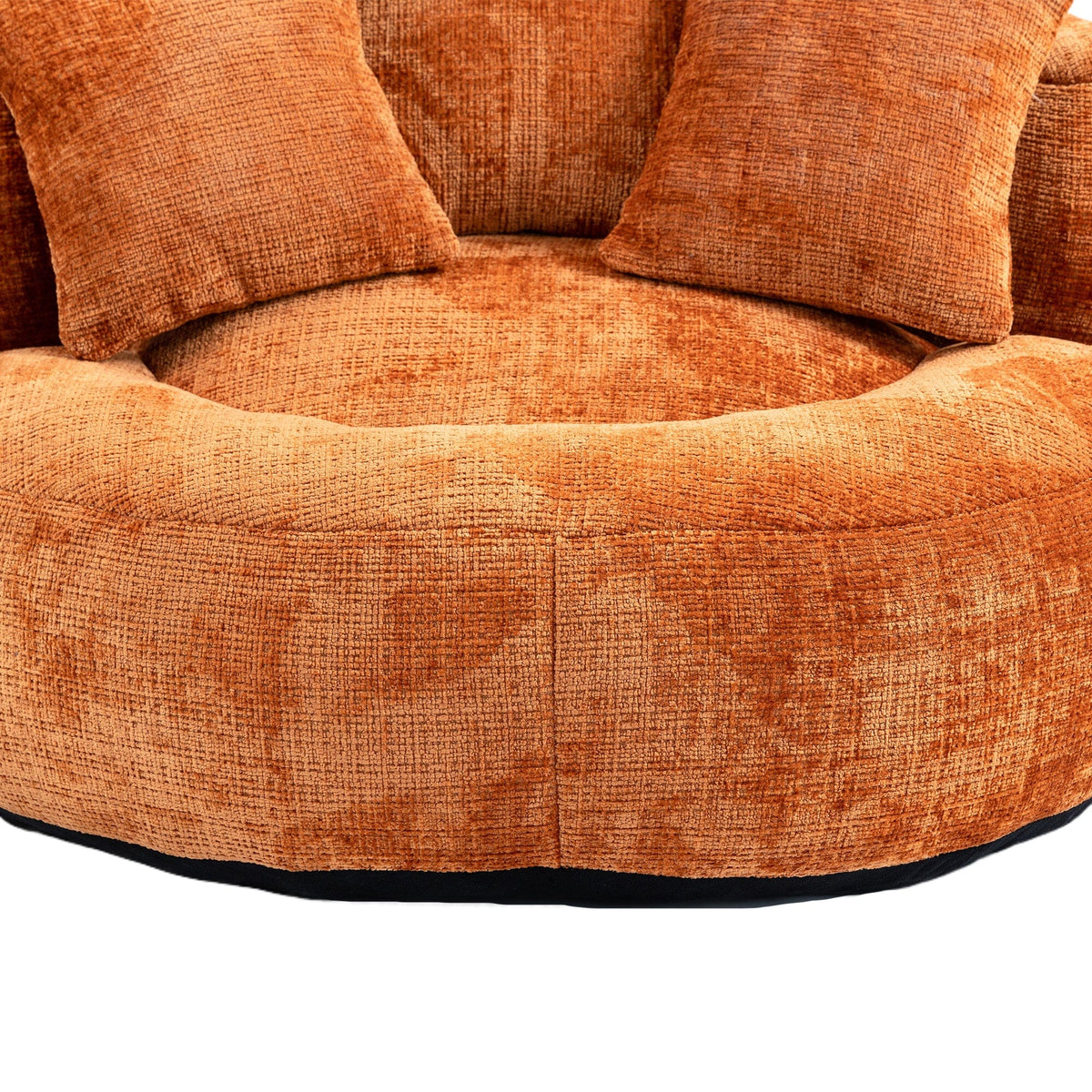 THE FURNITURE CO. Bean Bag Chair Default Comfortable Lazy Lounger Bean Bag Couch in Orange Chenille