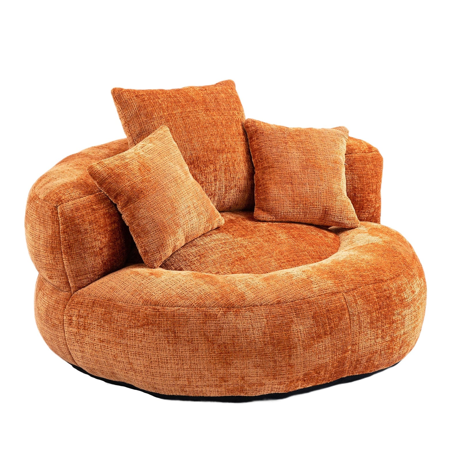 THE FURNITURE CO. Bean Bag Chair Default Comfortable Lazy Lounger Bean Bag Couch in Orange Chenille