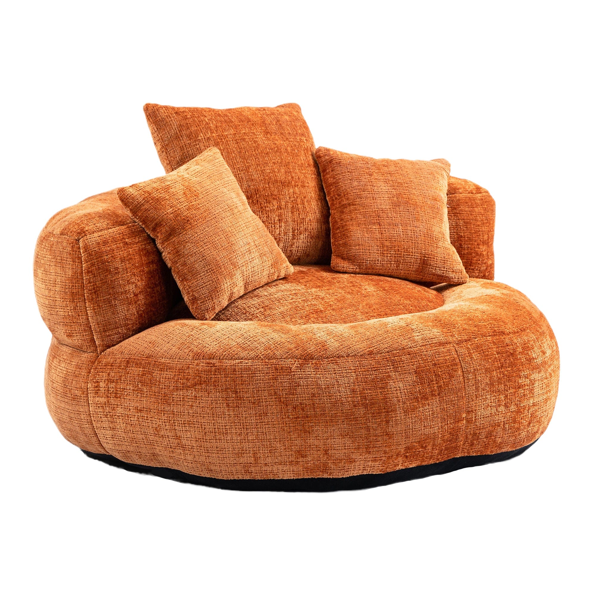 THE FURNITURE CO. Bean Bag Chair Default Comfortable Lazy Lounger Bean Bag Couch in Orange Chenille
