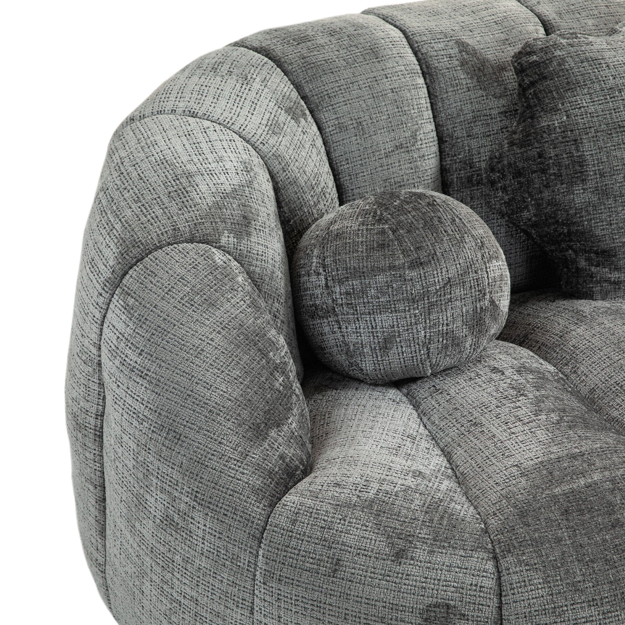 THE FURNITURE CO. Bean Bag Chair Gray Chenille Bean Shape 2-Seater Lazy Sofa