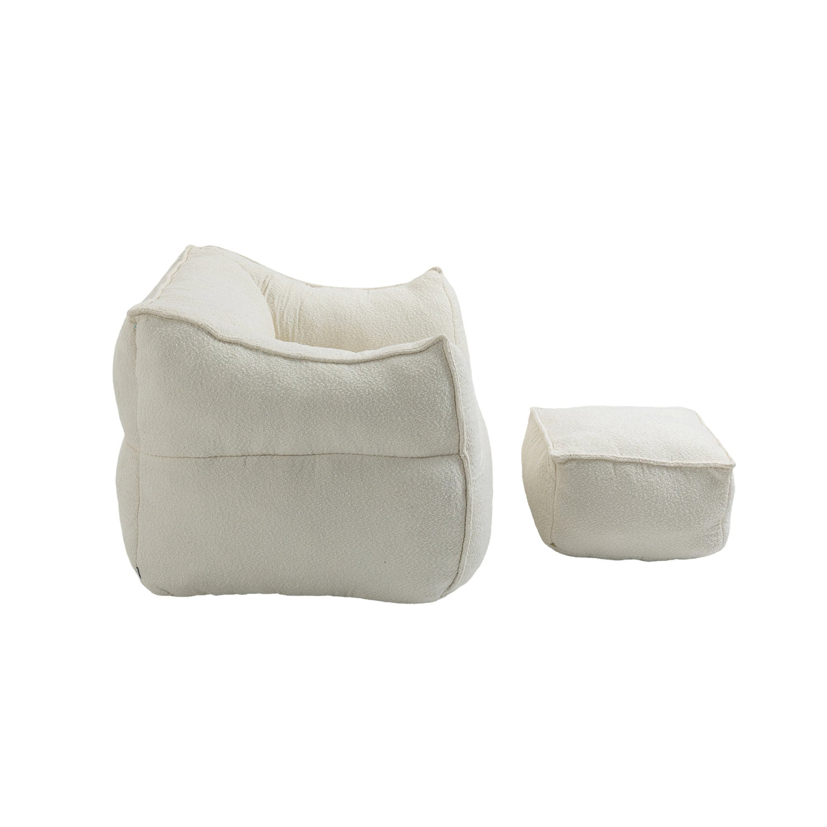 THE FURNITURE CO. Bean Bag Chair Modern High-Back  Beige Boucle Bean Bag Chair