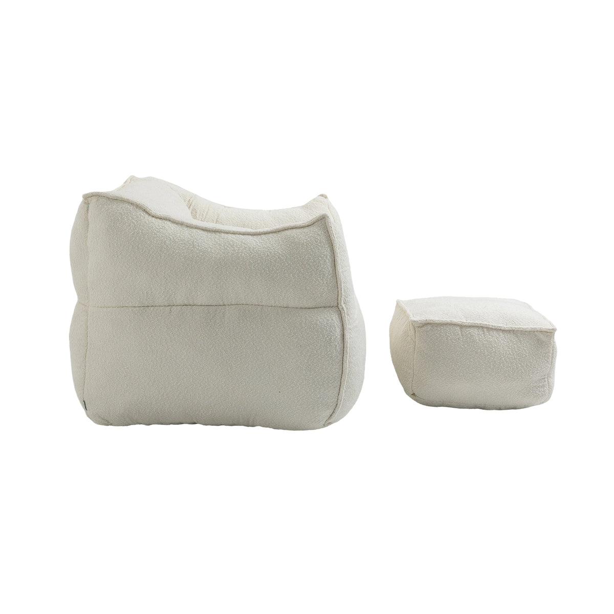 THE FURNITURE CO. Bean Bag Chair Modern High-Back  Beige Boucle Bean Bag Chair