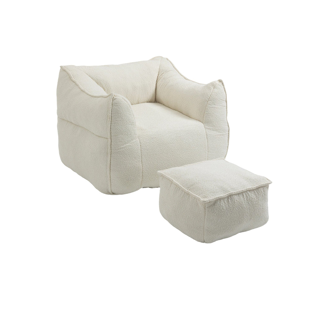 THE FURNITURE CO. Bean Bag Chair Modern High-Back  Beige Boucle Bean Bag Chair