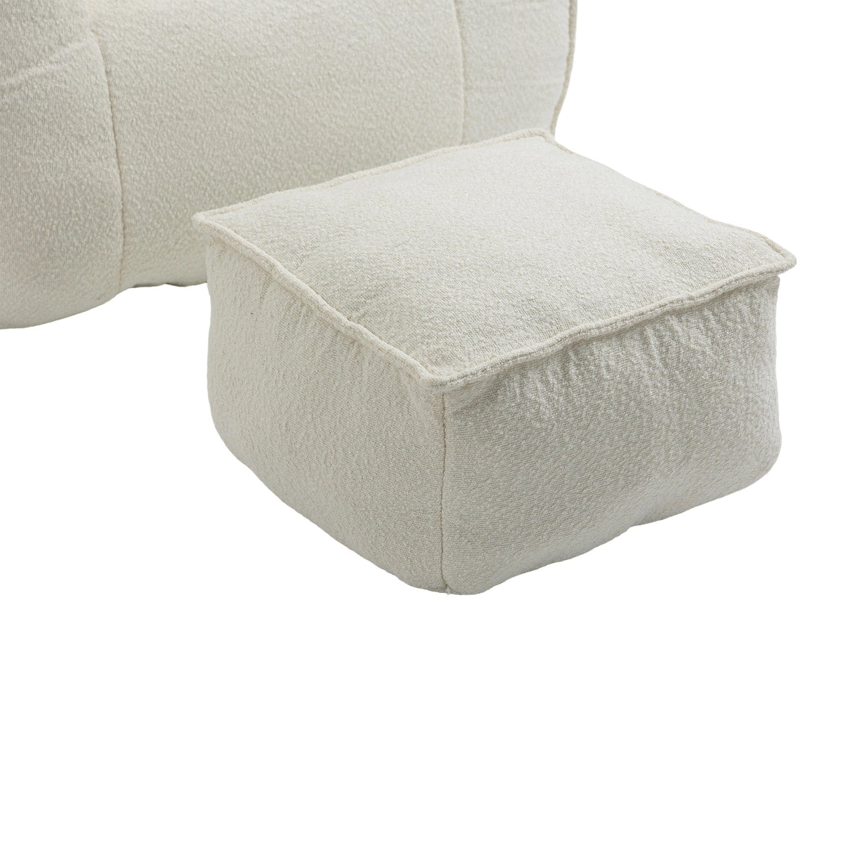 THE FURNITURE CO. Bean Bag Chair Modern High-Back  Beige Boucle Bean Bag Chair