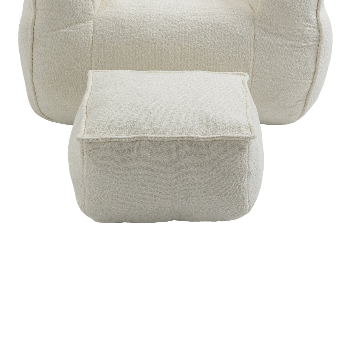 THE FURNITURE CO. Bean Bag Chair Modern High-Back  Beige Boucle Bean Bag Chair