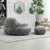 THE FURNITURE CO. Bean Bag Chair Shaggy Bean Bag Chair with Ottoman and Handle In Gray