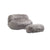 THE FURNITURE CO. Bean Bag Chair Shaggy Bean Bag Chair with Ottoman and Handle In Gray