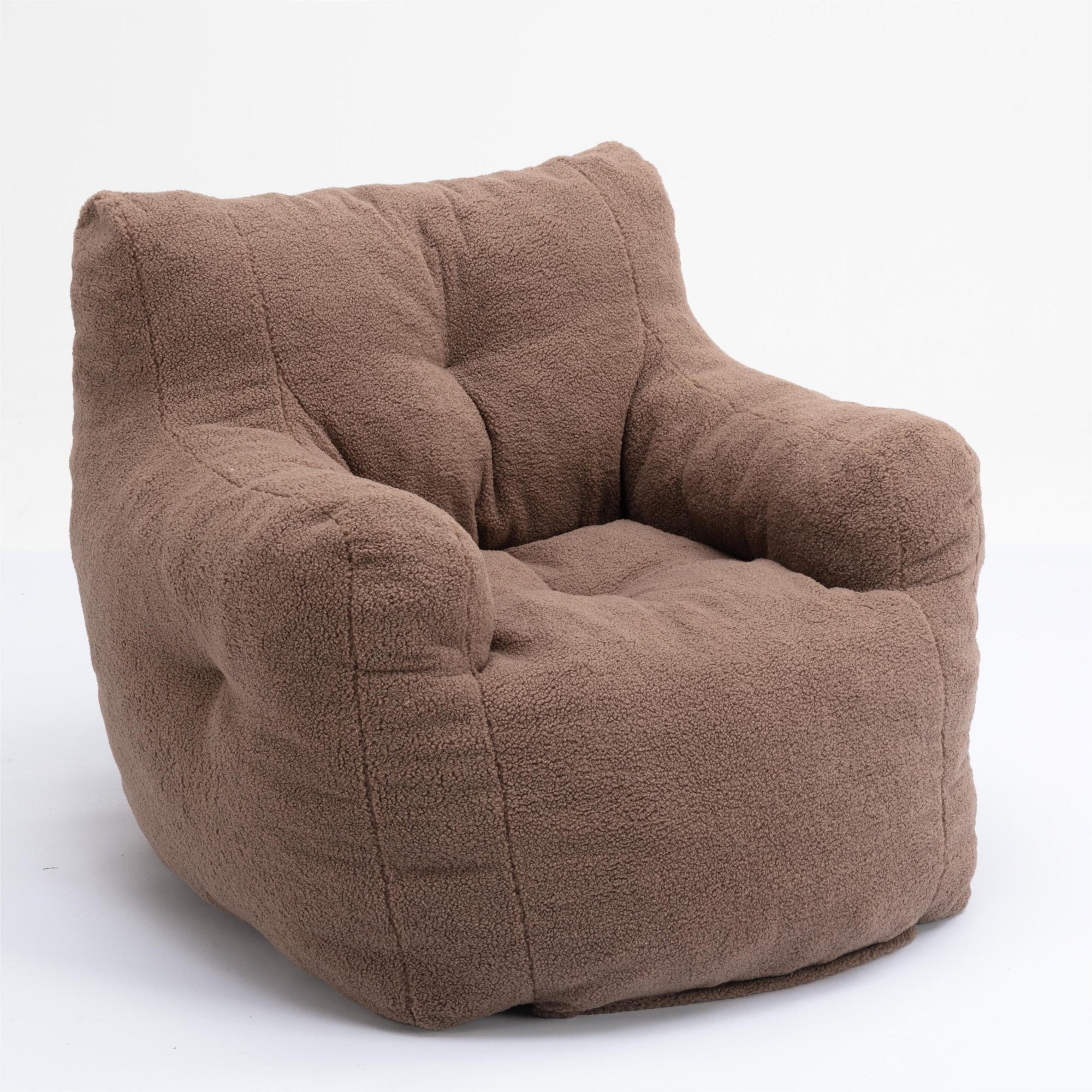 THE FURNITURE CO. Bean Bag Chair Soft Teddy Tufted Bean Bag Chair in Coffee