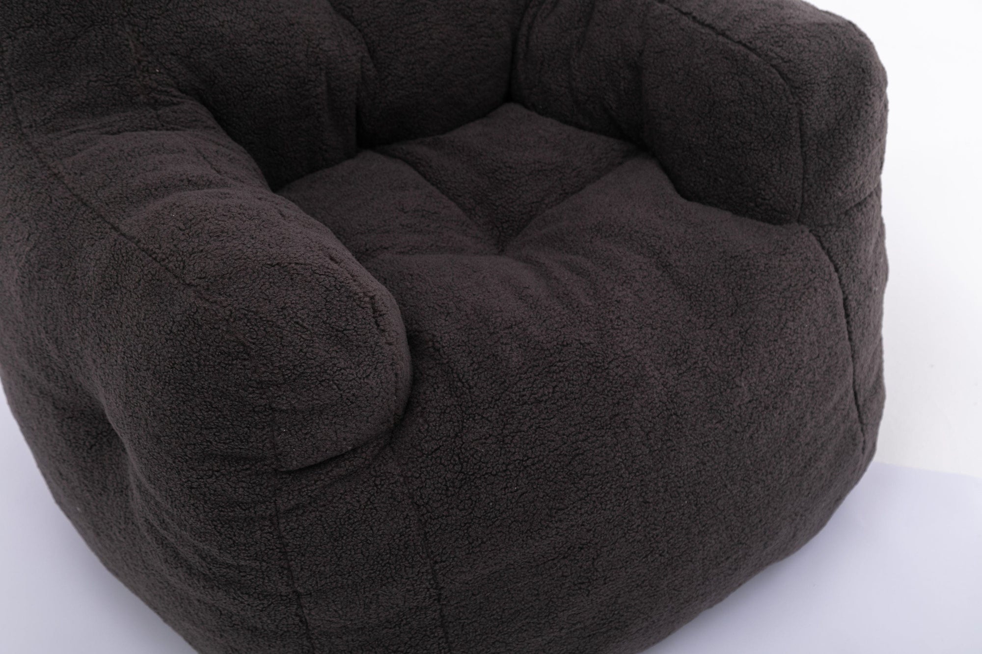 THE FURNITURE CO. Bean Bag Chair Soft Teddy Tufted Bean Bag Chair in Dark Gray