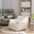 THE FURNITURE CO. Bean Bag Chair Soft Teddy Tufted Bean Bag Chair in Ivory White