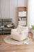 THE FURNITURE CO. Bean Bag Chair Soft Teddy Tufted Bean Bag Chair in Ivory White