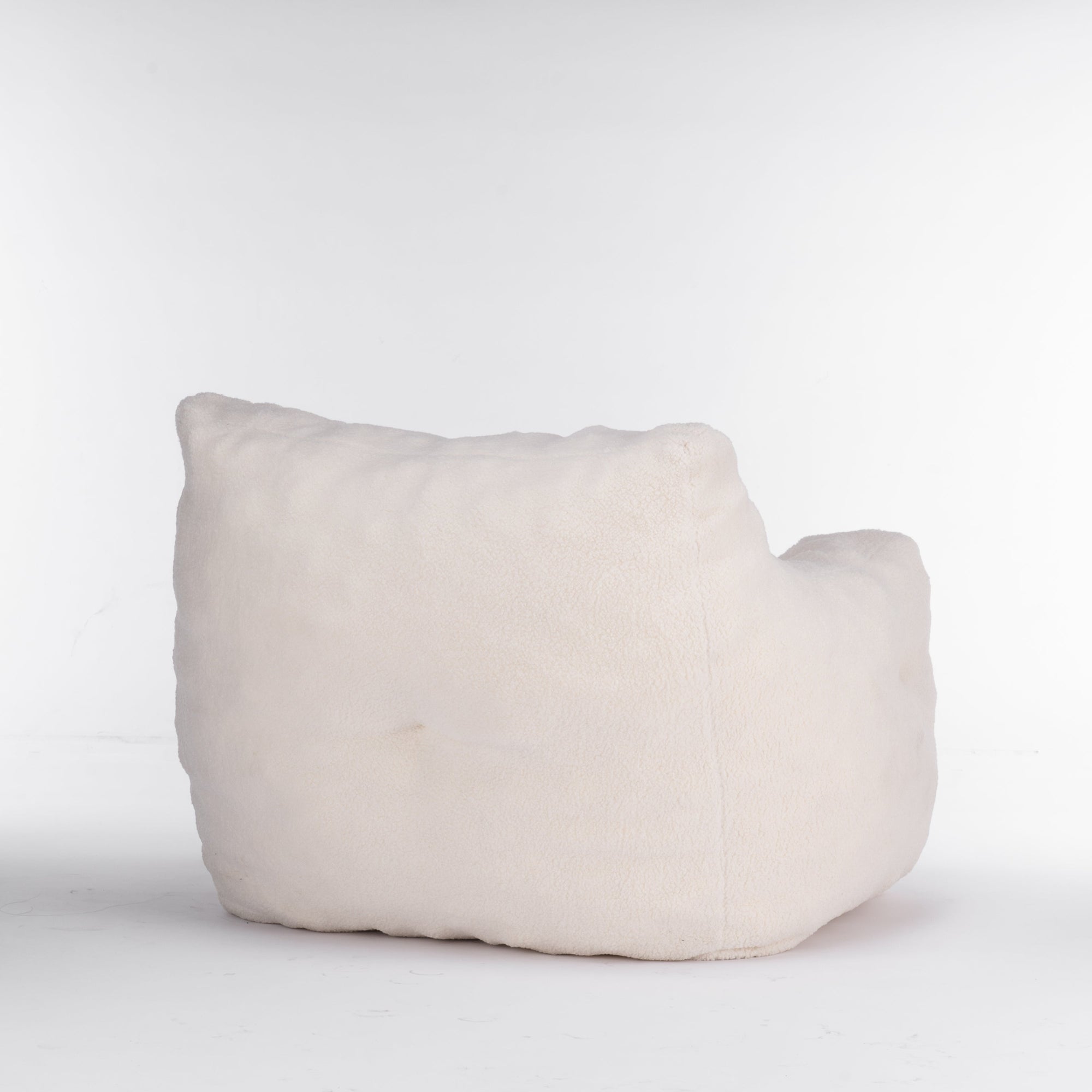 THE FURNITURE CO. Bean Bag Chair Soft Teddy Tufted Bean Bag Chair in Ivory White