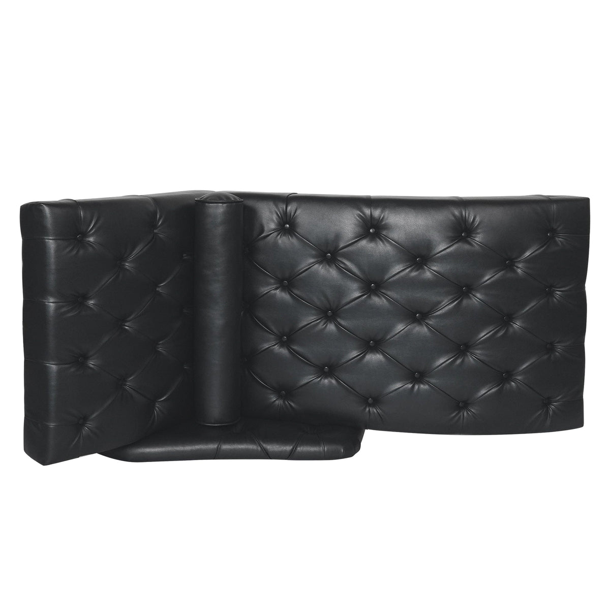 THE FURNITURE CO. Convertible Sofa Sleeper Black Faux Leather Chaise Lounge Arm Chair